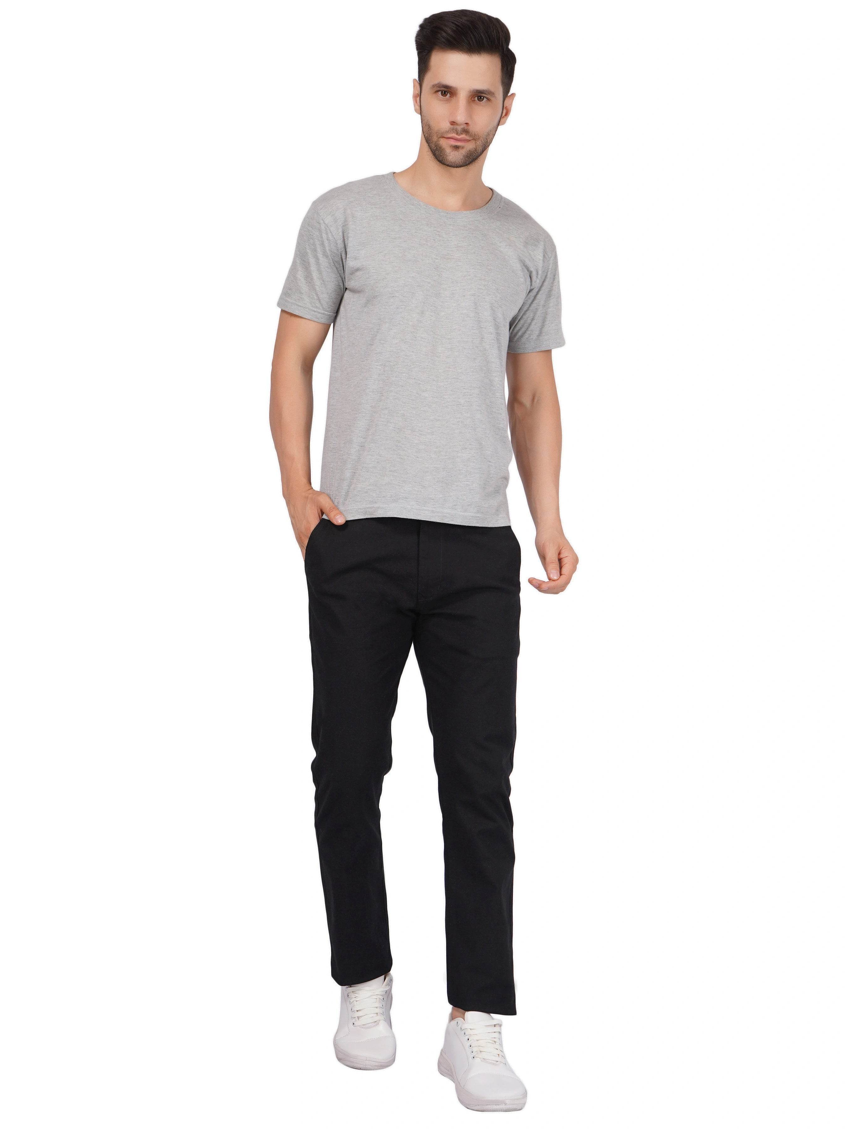 Linen Regular Fit Stretchable Trouser -Zeus Black - Flaked