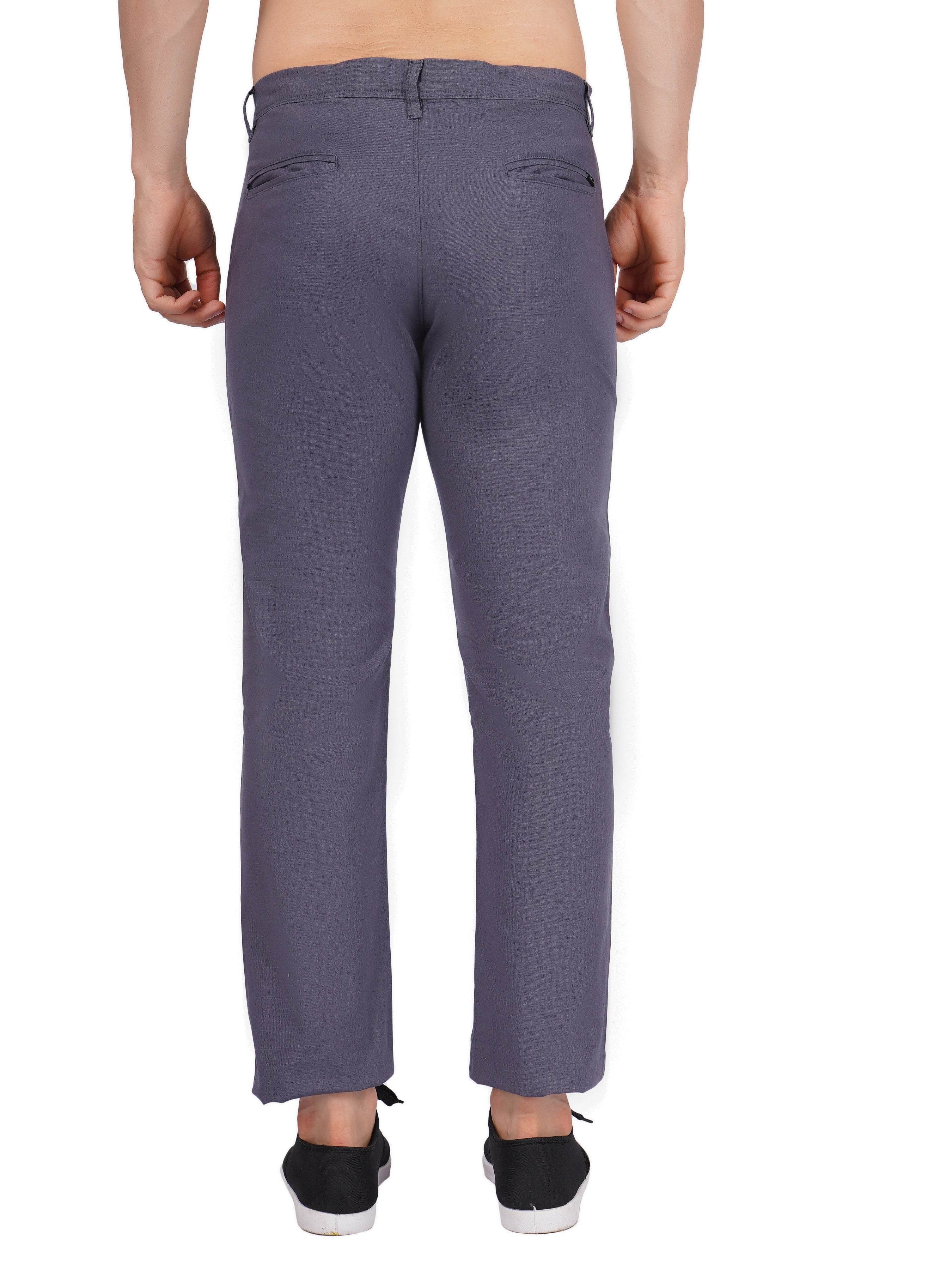 Linen Regular Fit Stretchable Trouser – Comet Grey - Flaked
