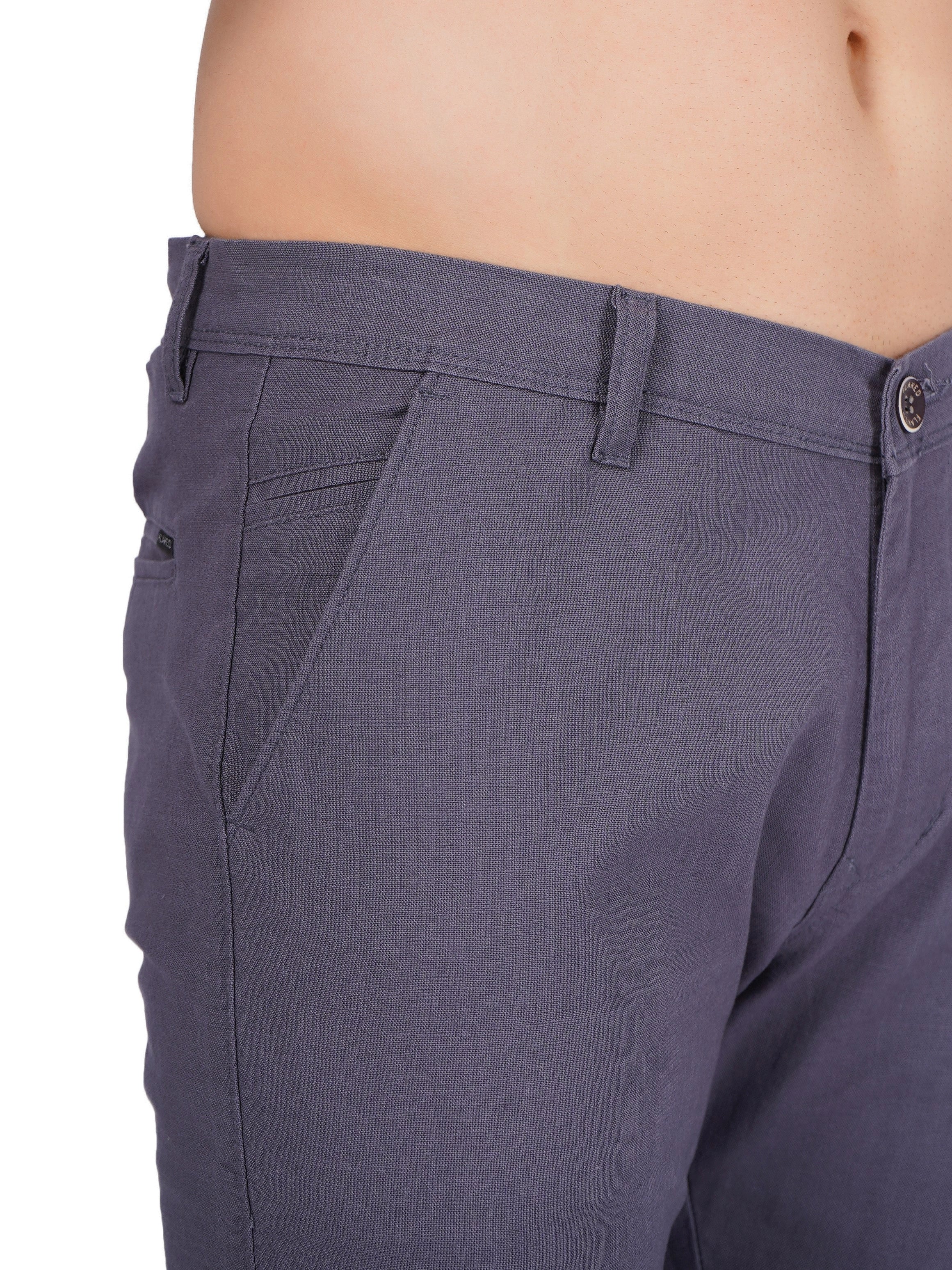 Linen Regular Fit Stretchable Trouser – Comet Grey