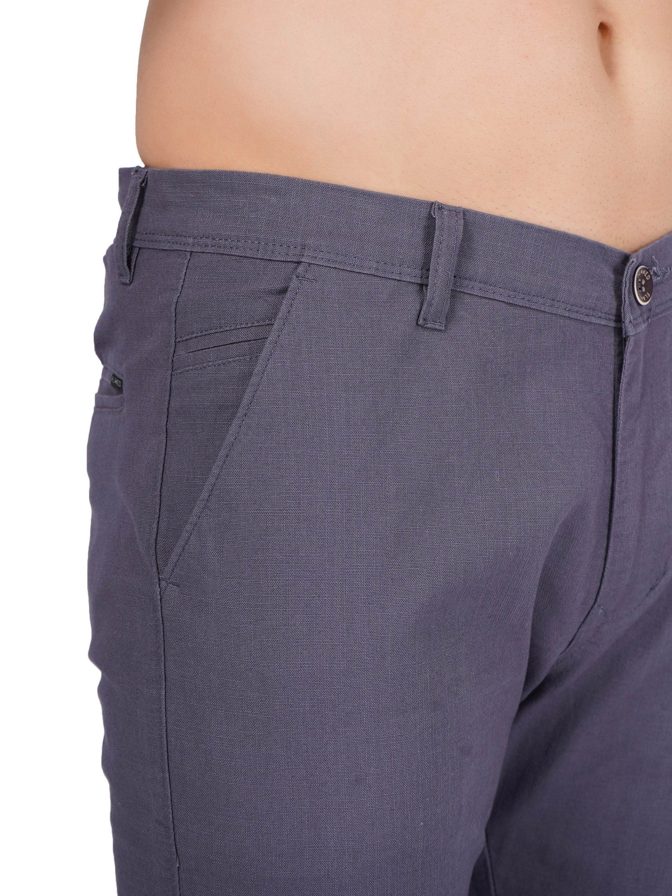 Linen Regular Fit Stretchable Trouser – Comet Grey - Flaked