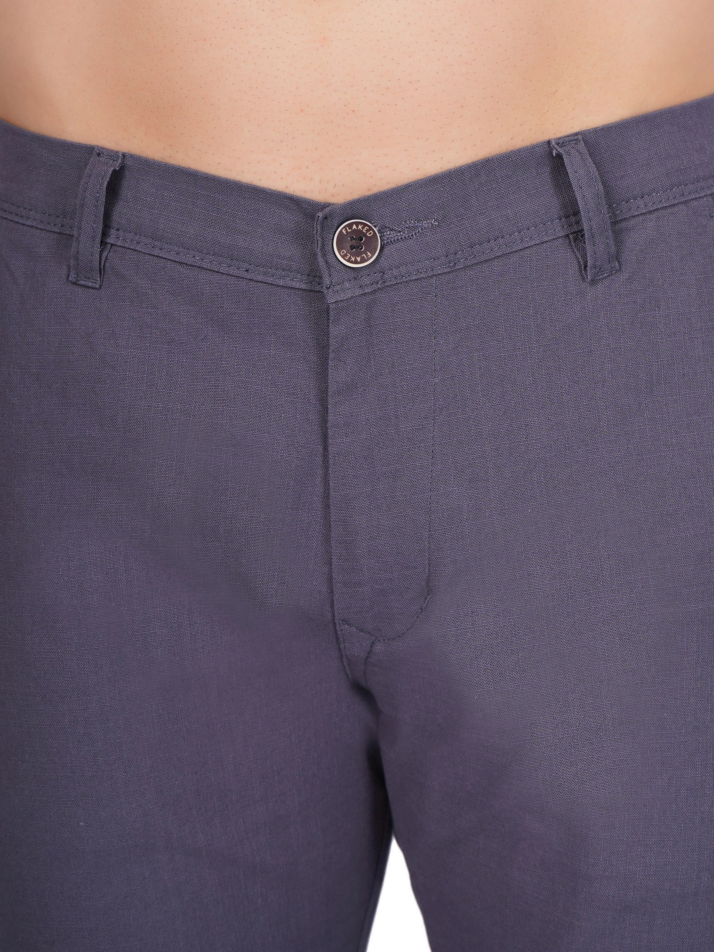 Linen Regular Fit Stretchable Trouser – Comet Grey
