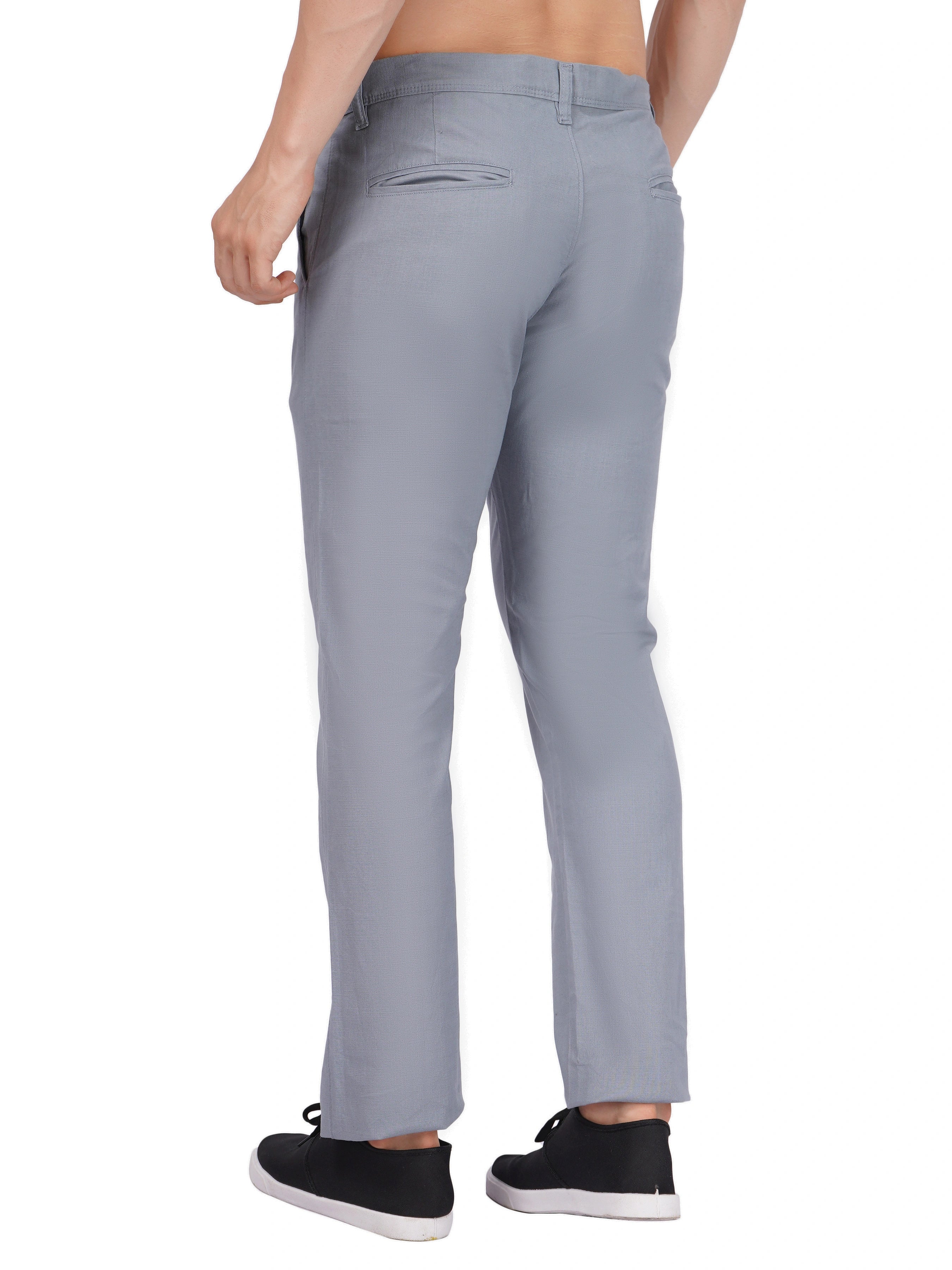 Linen Regular Fit Stretchable Trouser – Storm Grey