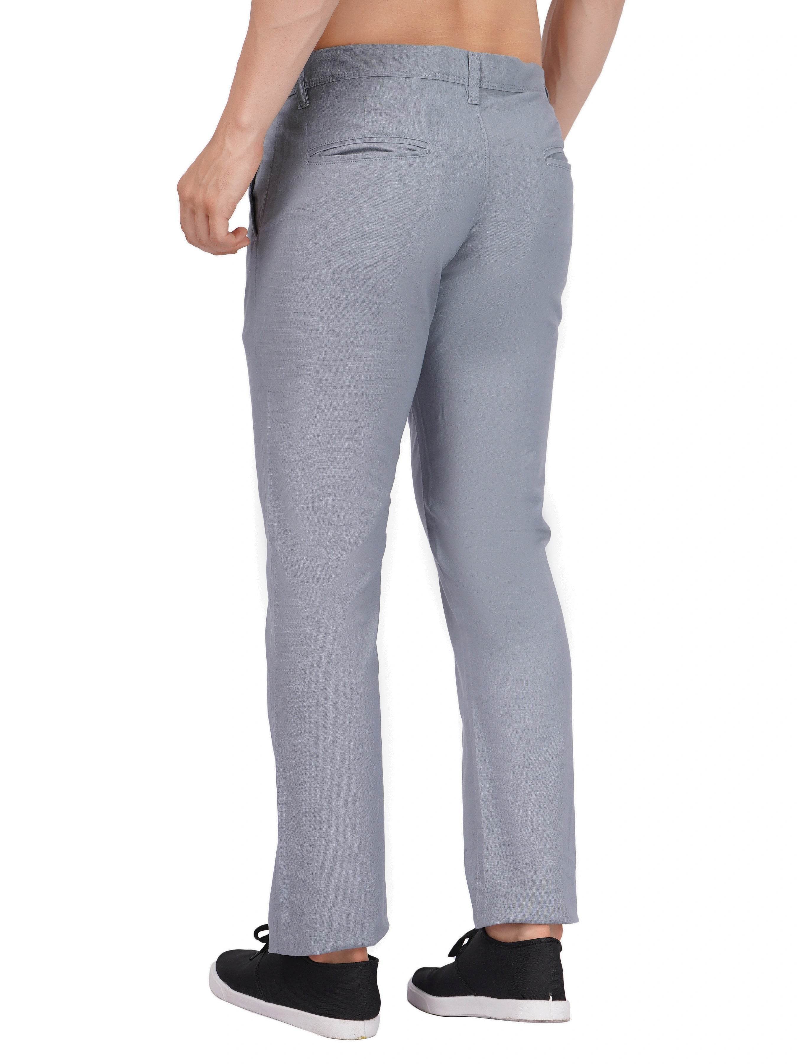 Linen Regular Fit Stretchable Trouser – Storm Grey - Flaked