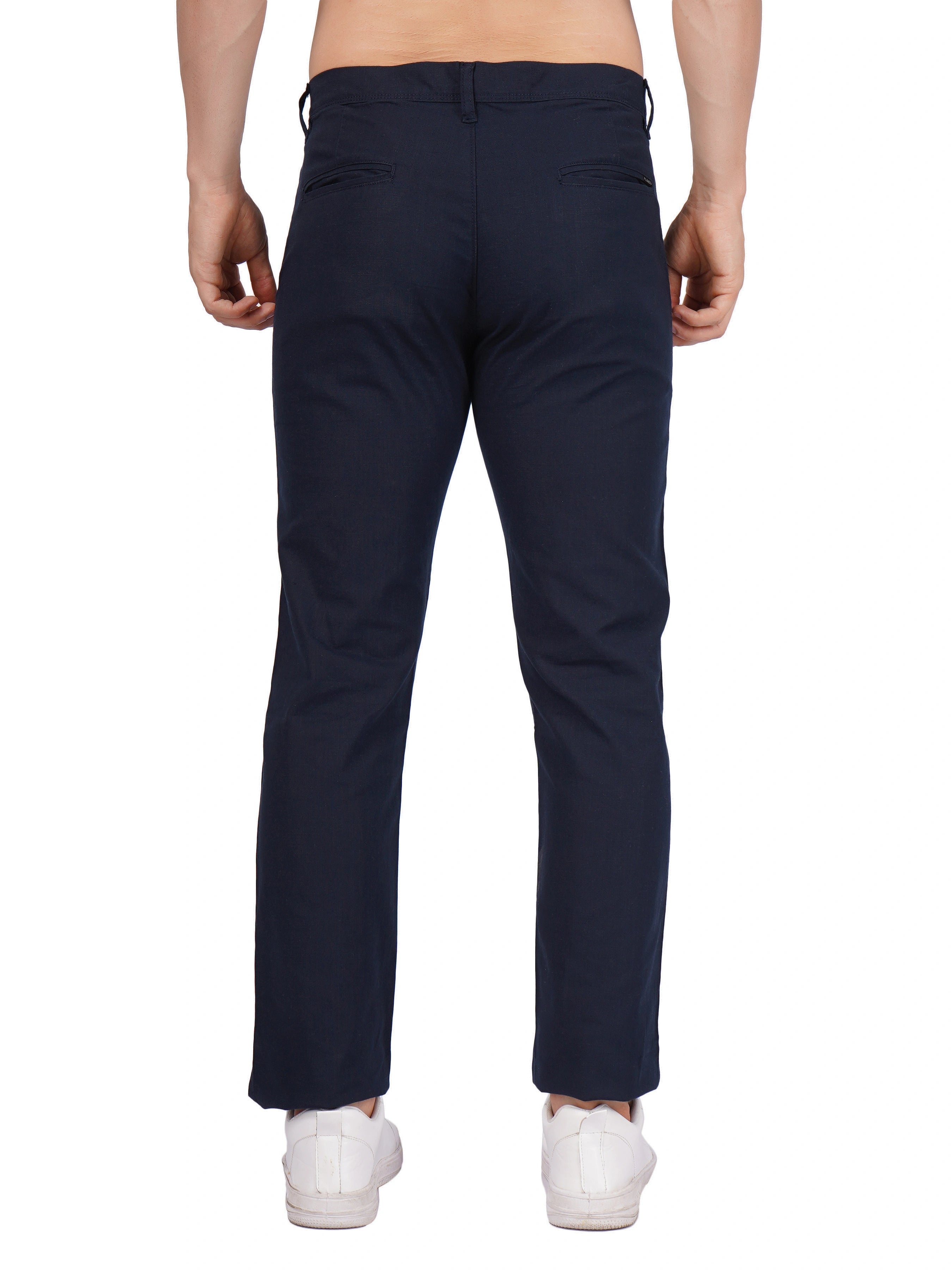 Linen Regular Fit Stretchable Trouser – Thunder Blue