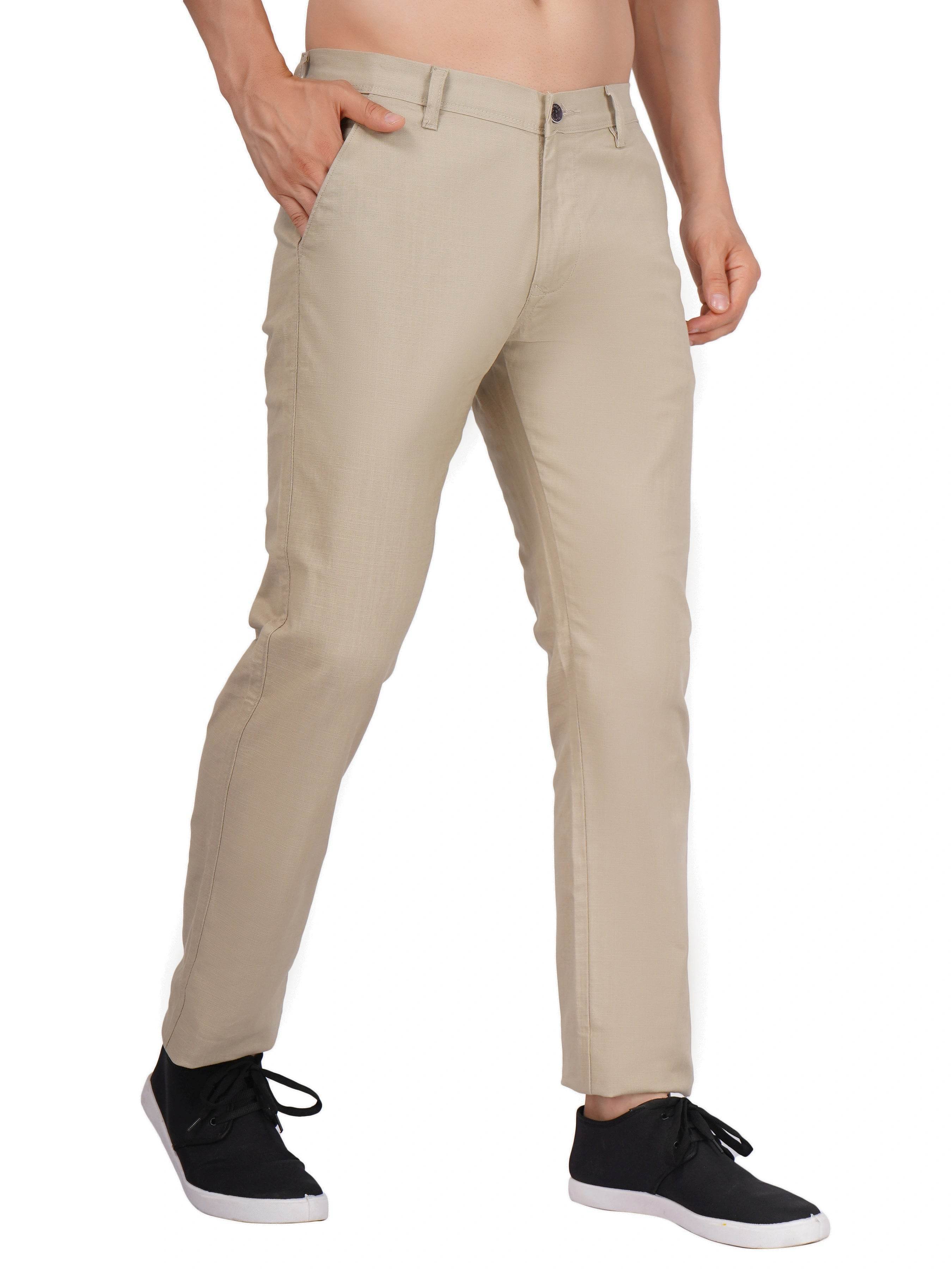 Linen Regular Fit Stretchable Trouser – Rodeo Dust - Flaked