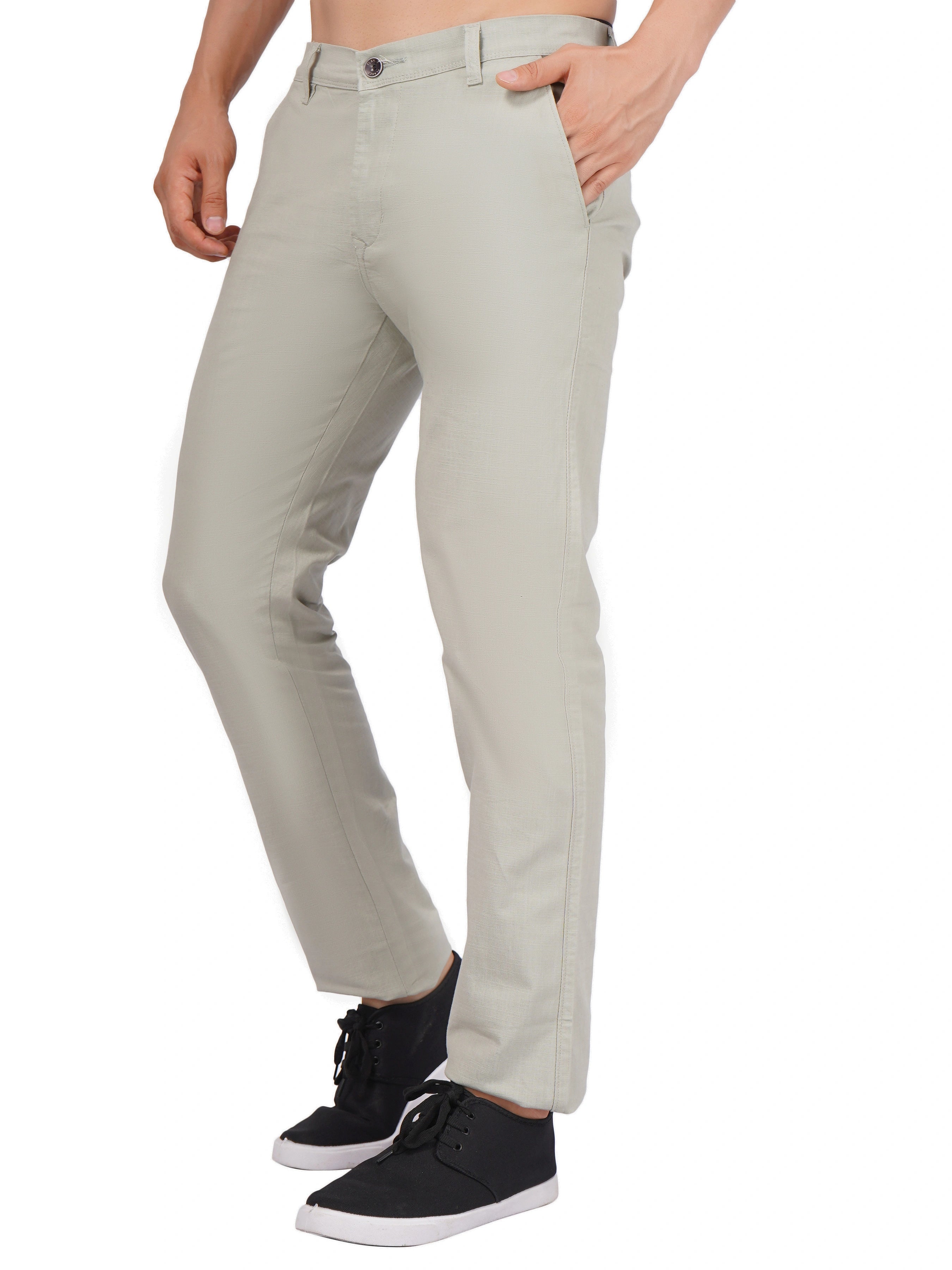 Linen Regular Fit Stretchable Trouser – Sage Green