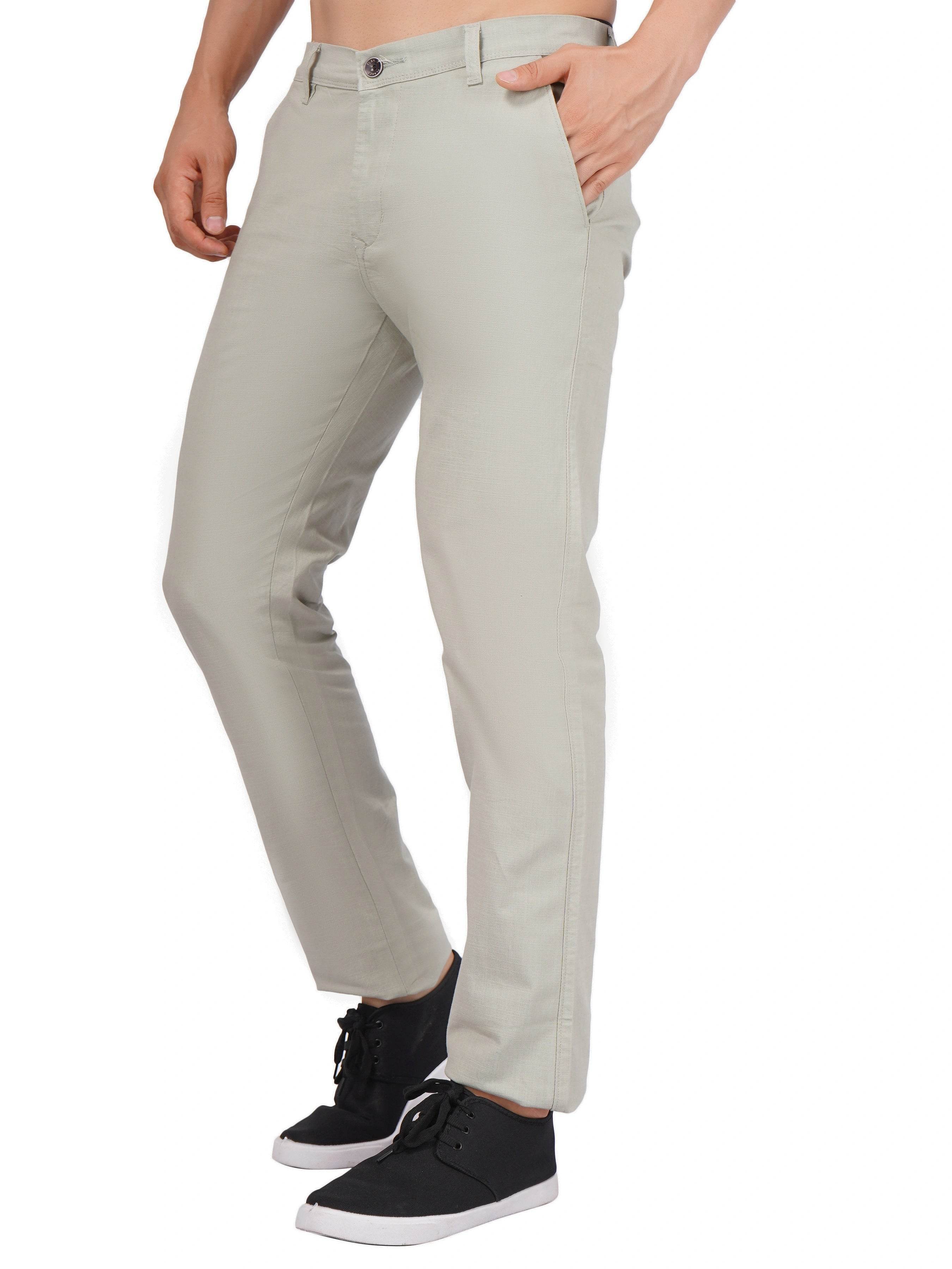 Linen Regular Fit Stretchable Trouser – Sage Green - Flaked