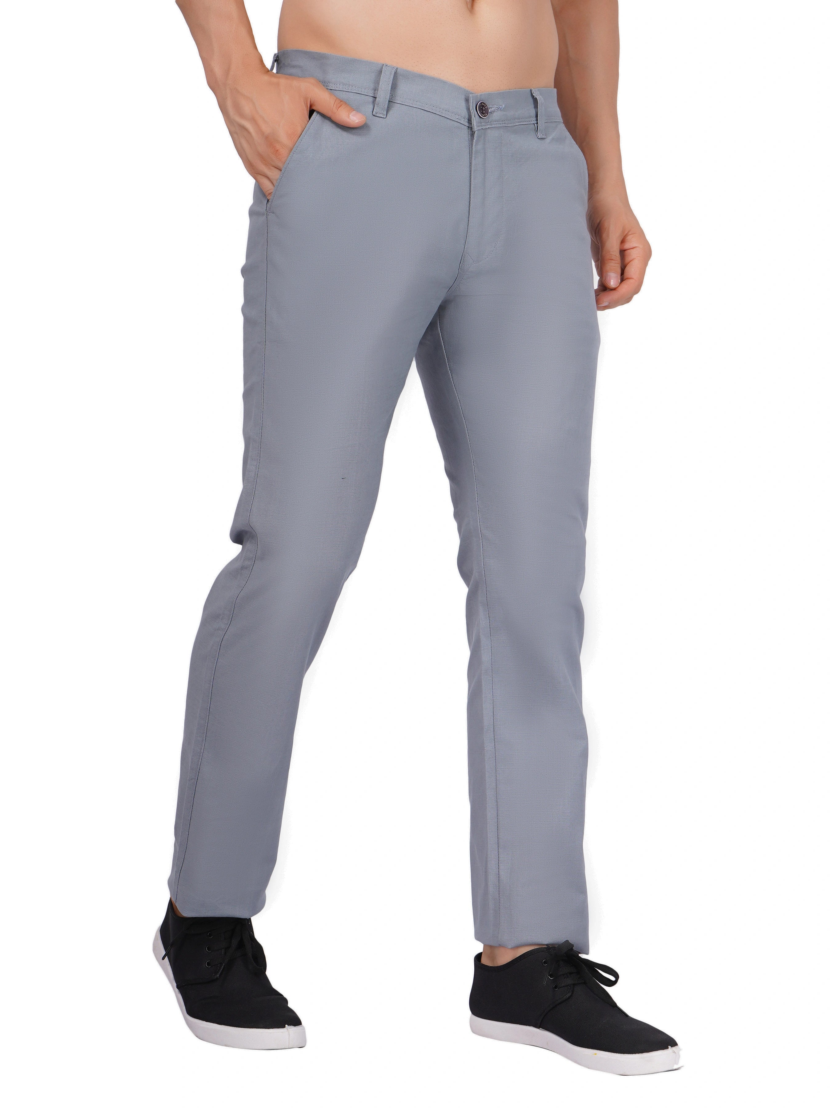 Linen Regular Fit Stretchable Trouser – Storm Grey