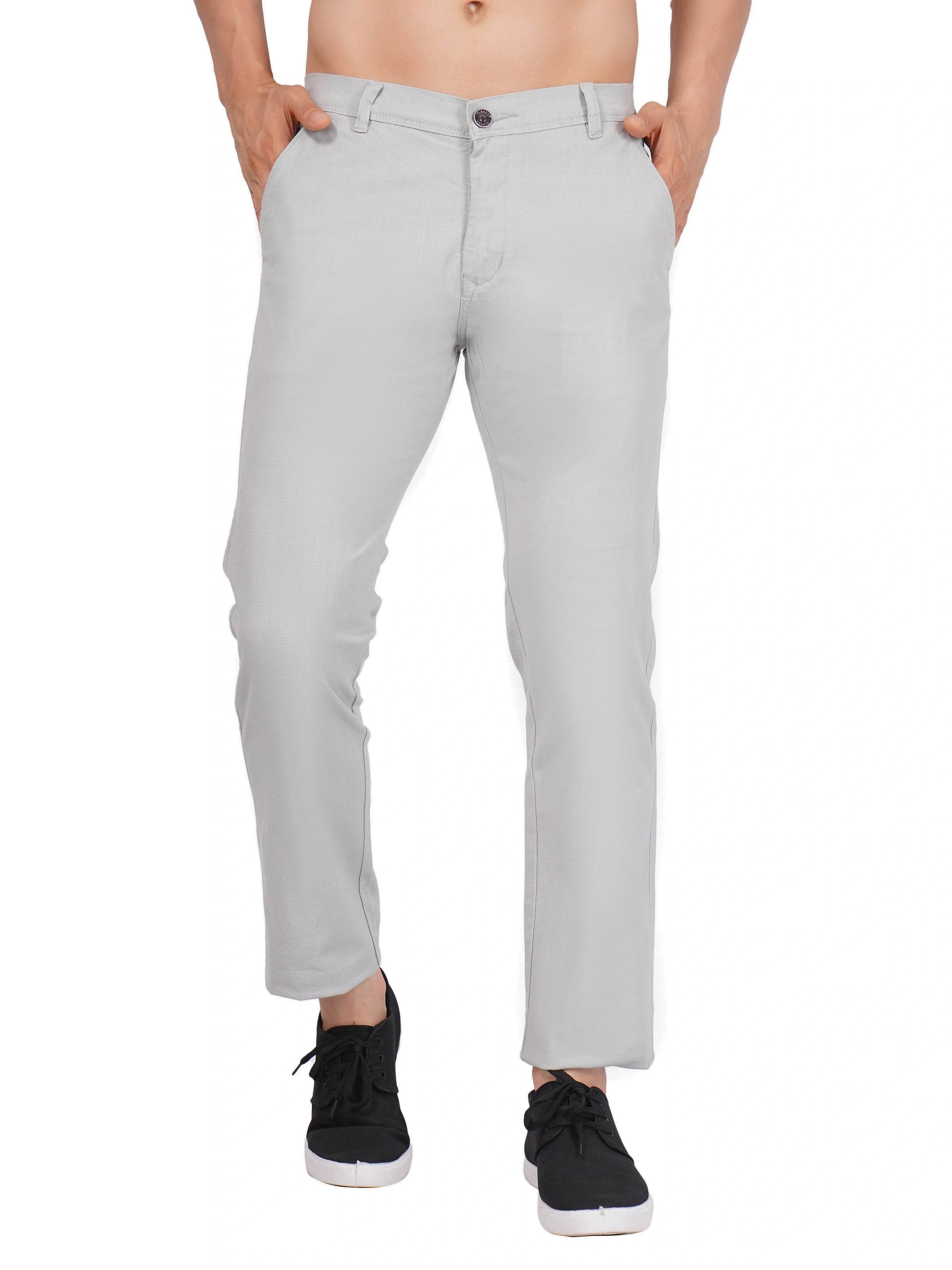 Linen Regular Fit Stretchable Trouser – Foggy Grey - Flaked