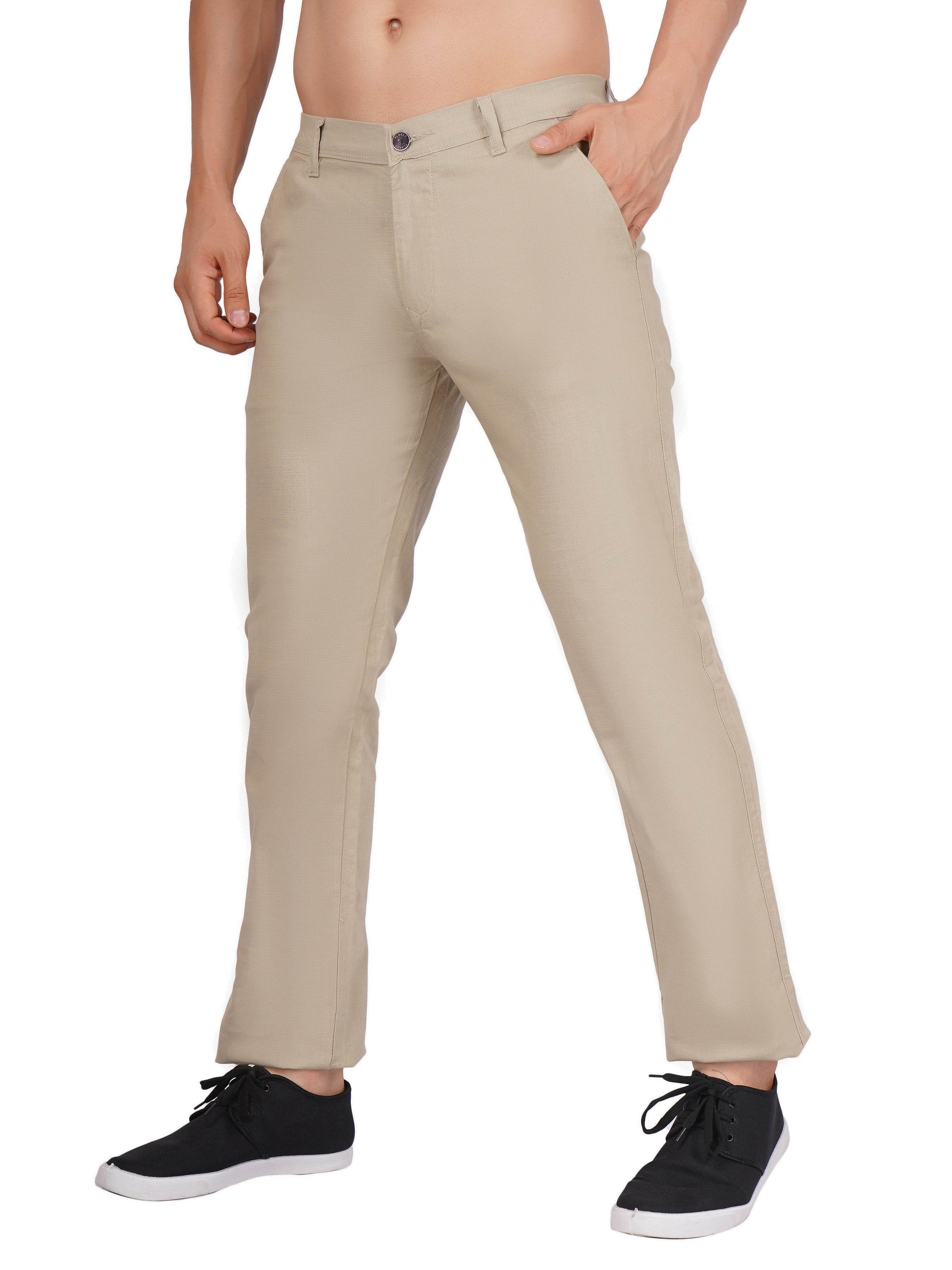 Linen Regular Fit Stretchable Trouser – Rodeo Dust - Flaked