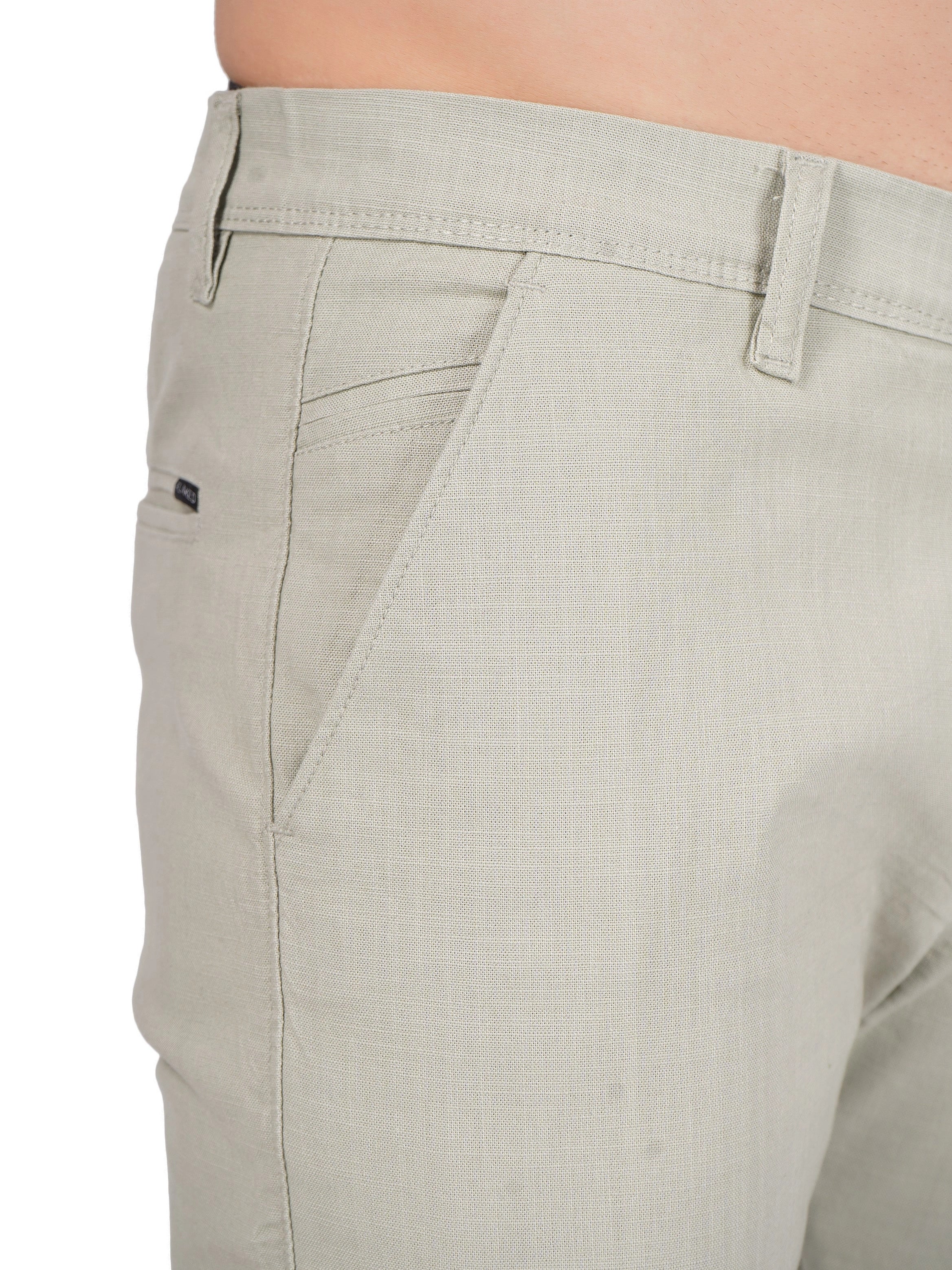 Linen Regular Fit Stretchable Trouser – Sage Green