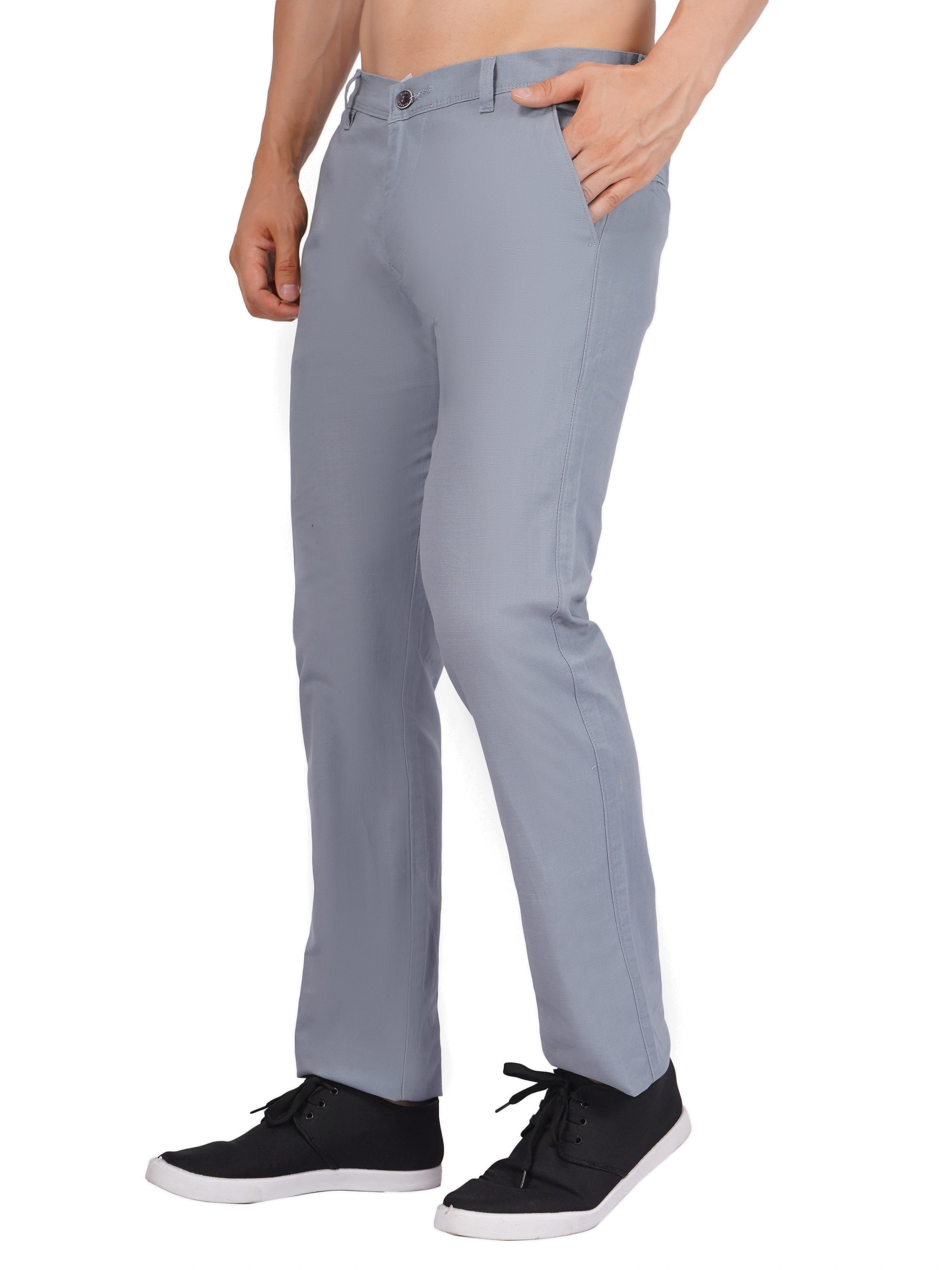 Linen Regular Fit Stretchable Trouser – Storm Grey