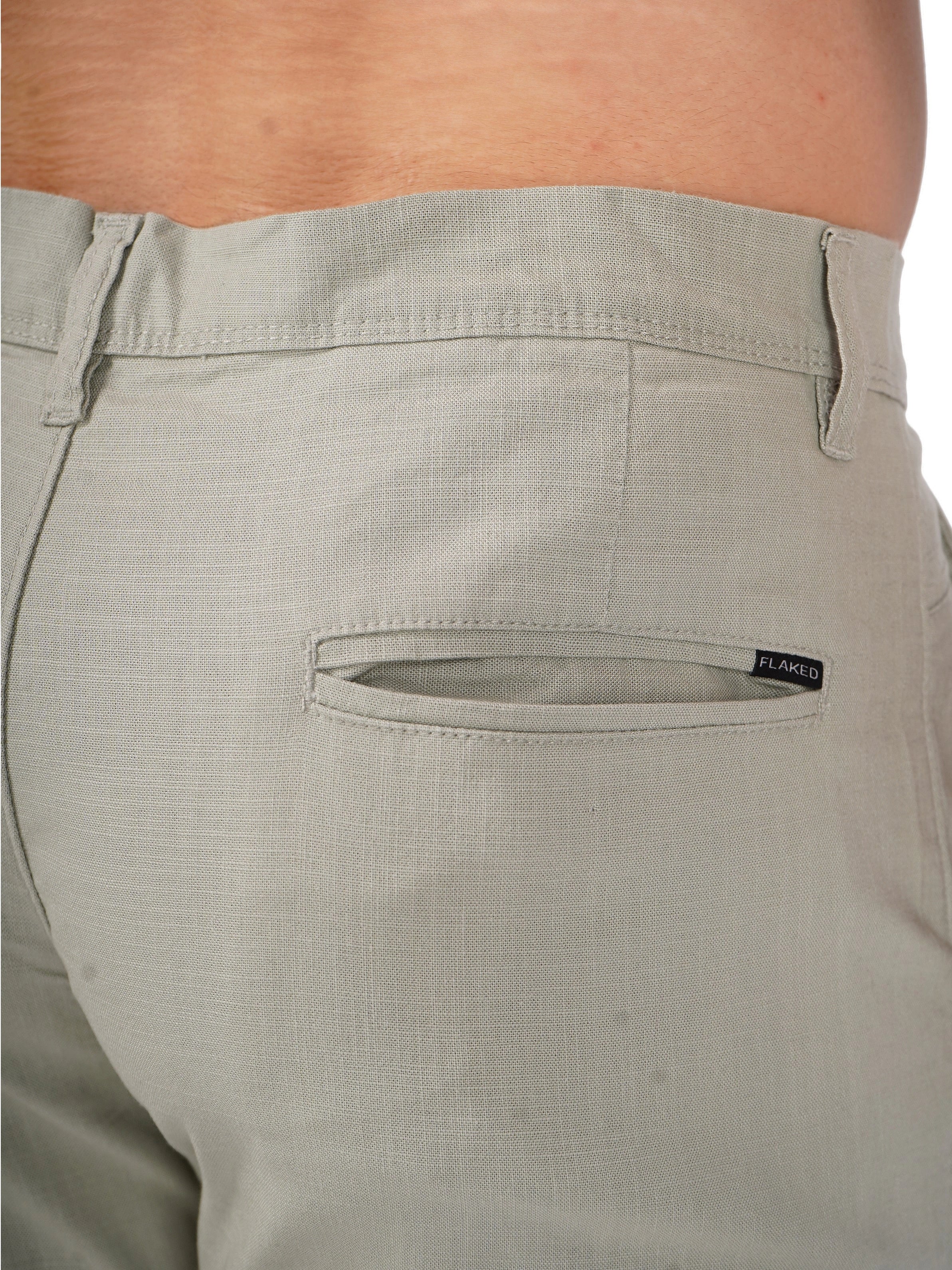 Linen Regular Fit Stretchable Trouser – Sage Green