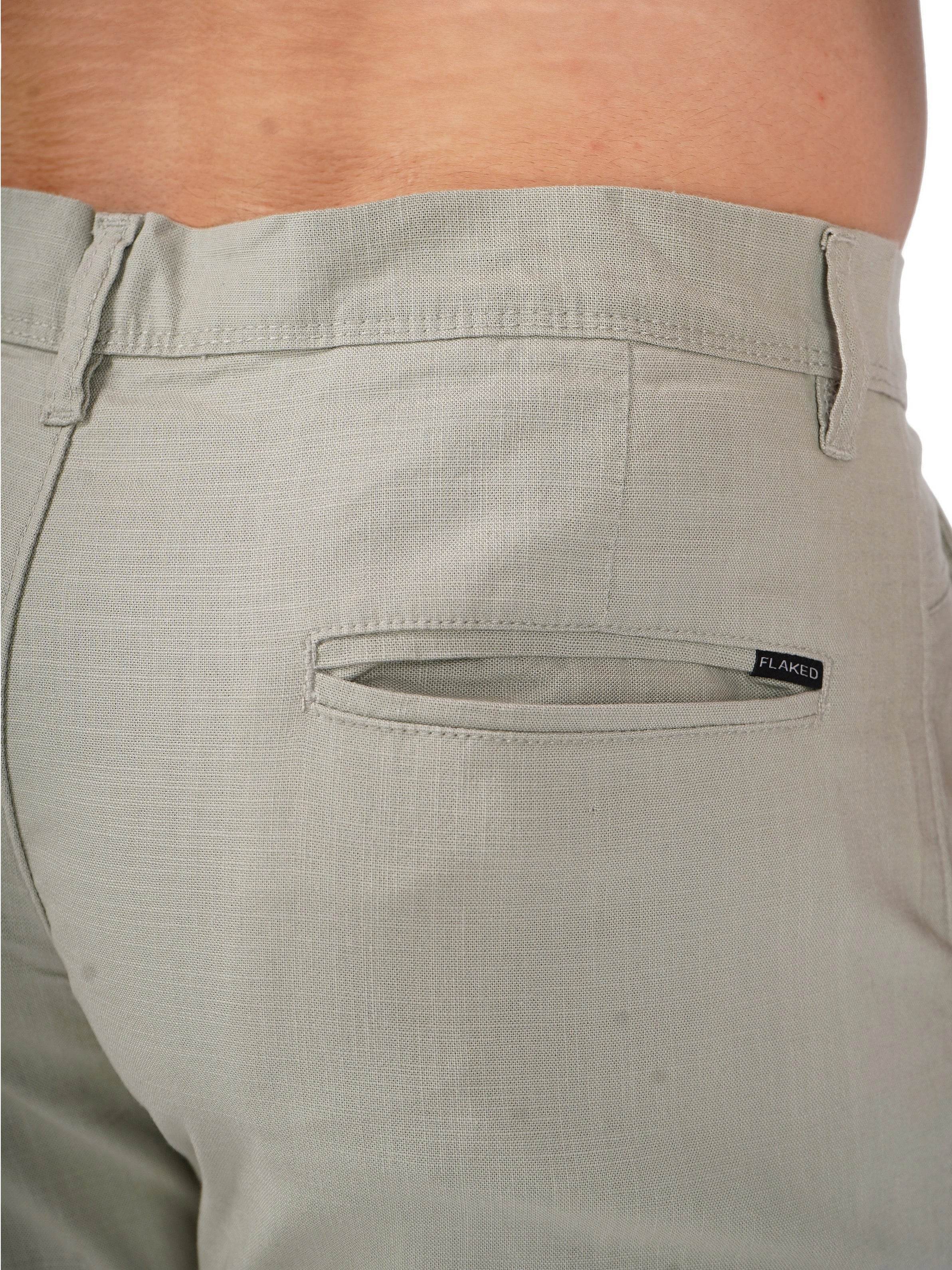 Linen Regular Fit Stretchable Trouser – Sage Green - Flaked