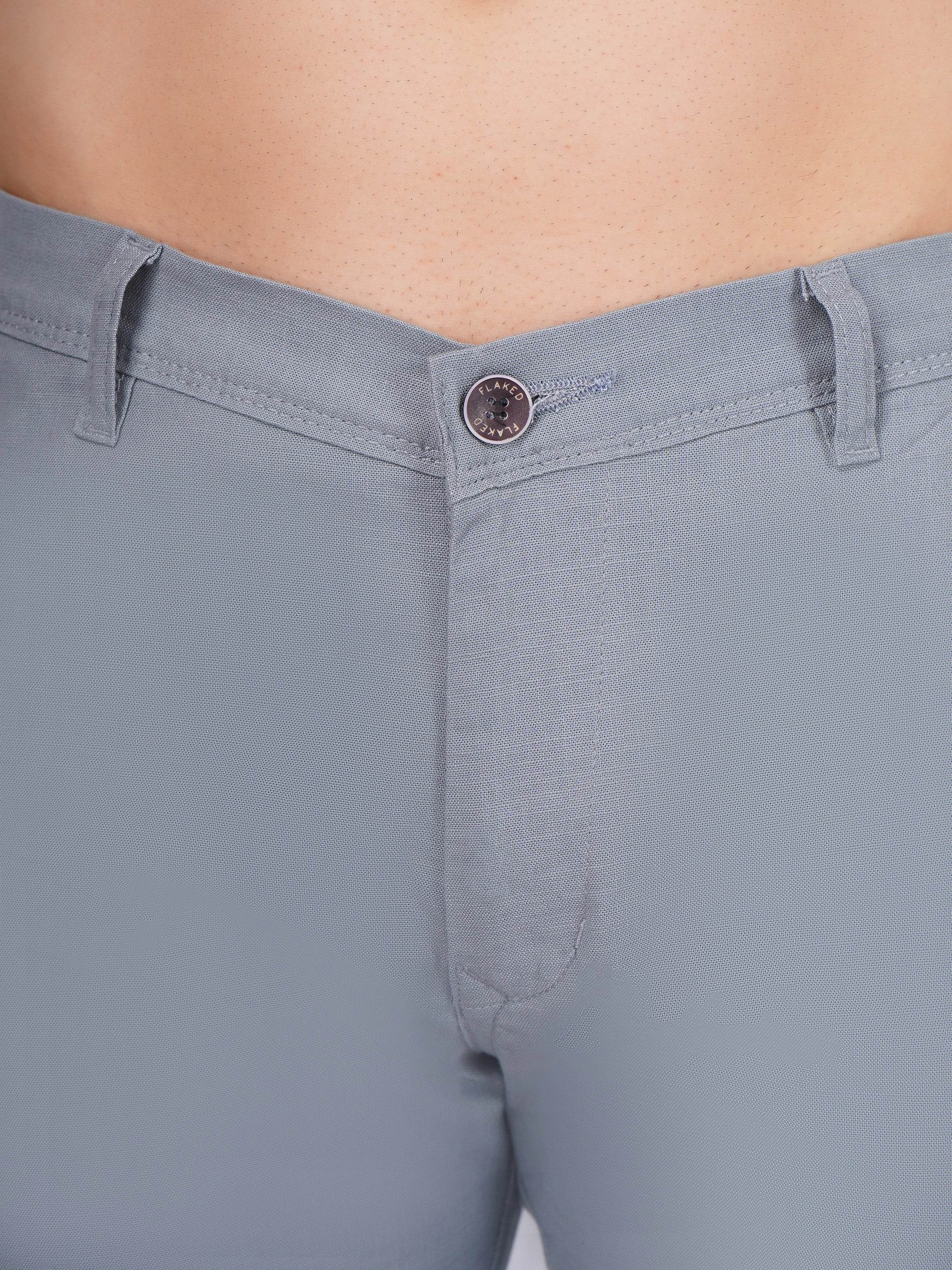 Linen Regular Fit Stretchable Trouser – Storm Grey - Flaked