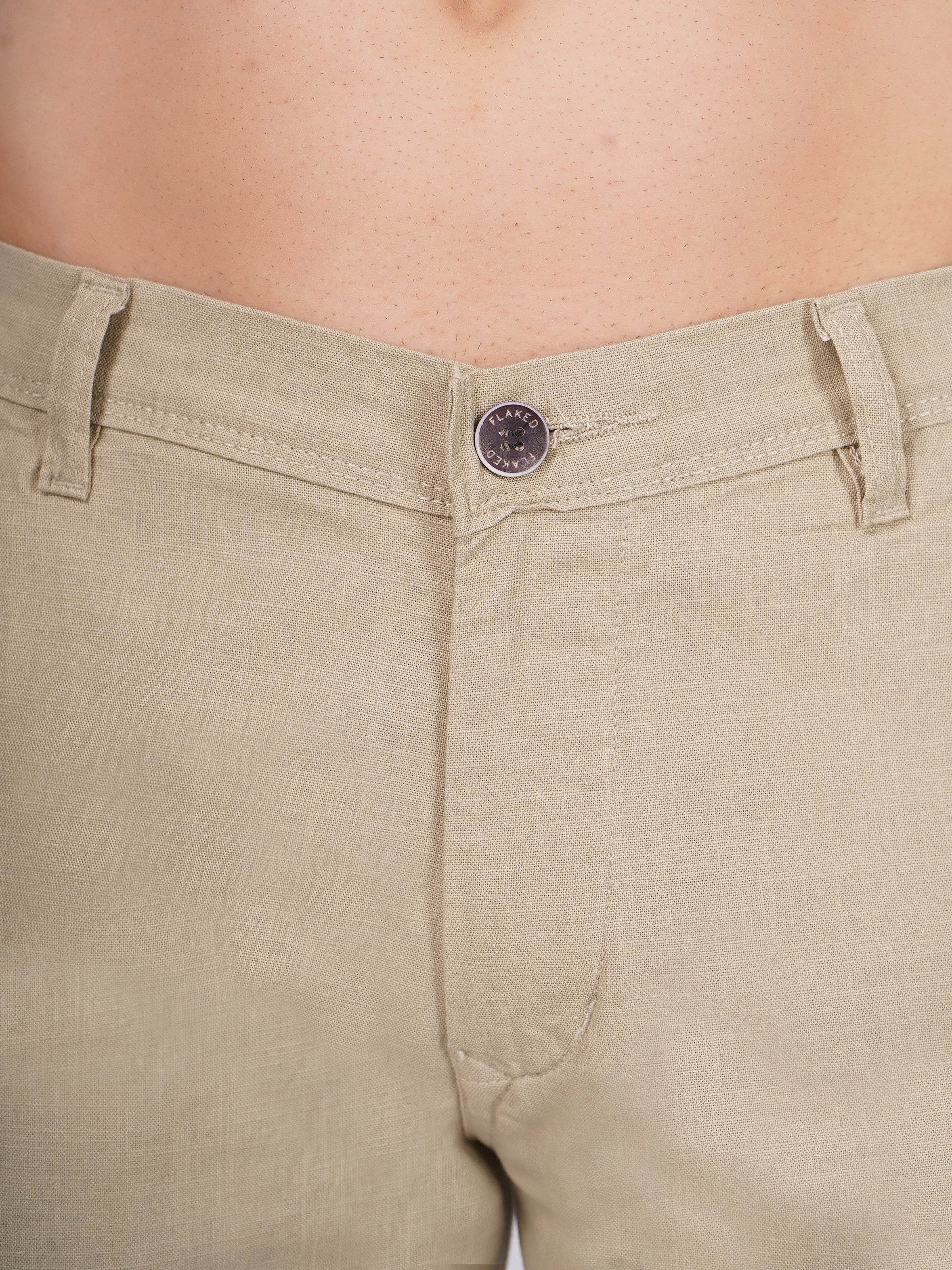 Linen Regular Fit Stretchable Trouser – Rodeo Dust - Flaked