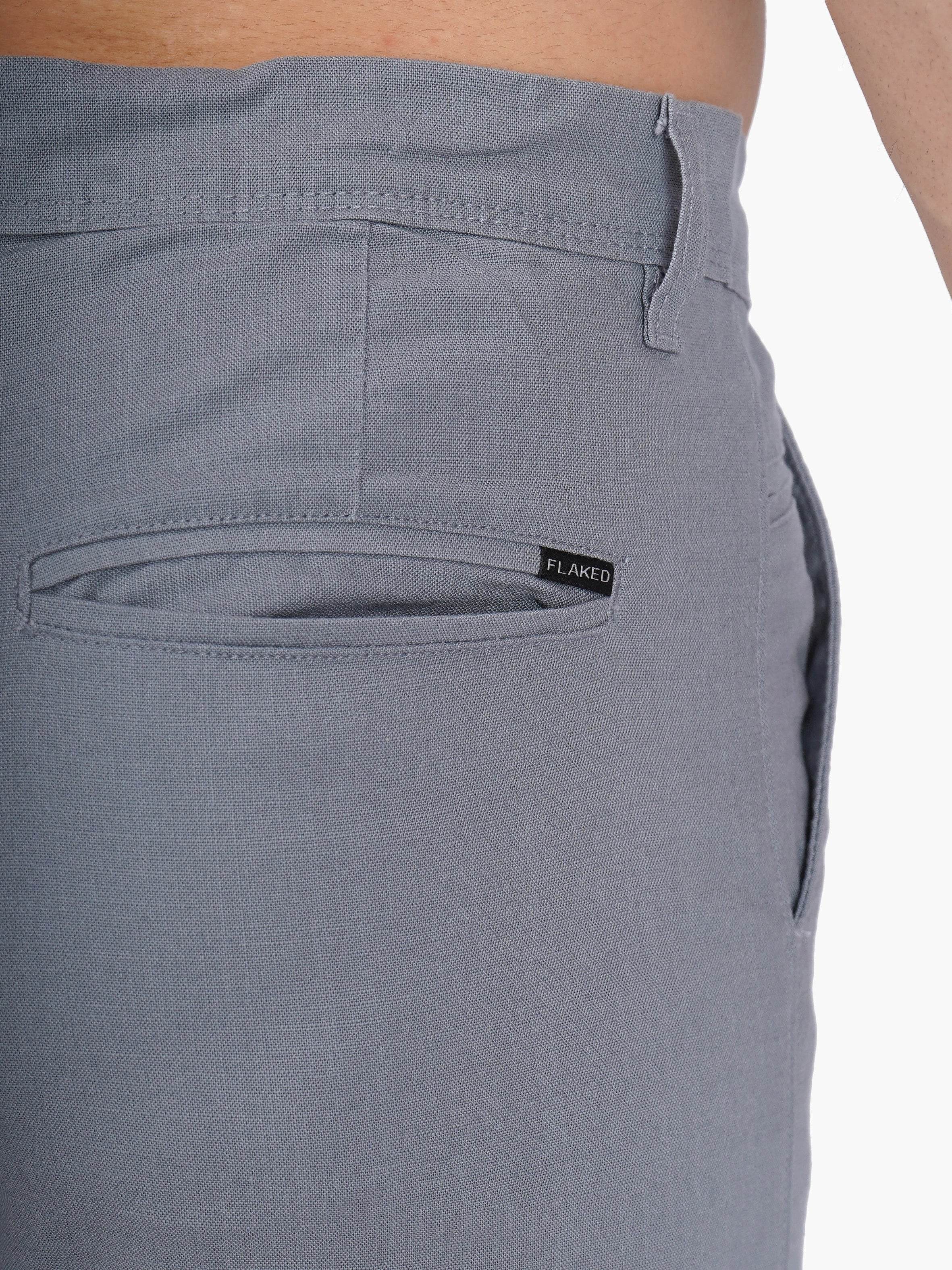 Linen Regular Fit Stretchable Trouser – Storm Grey - Flaked