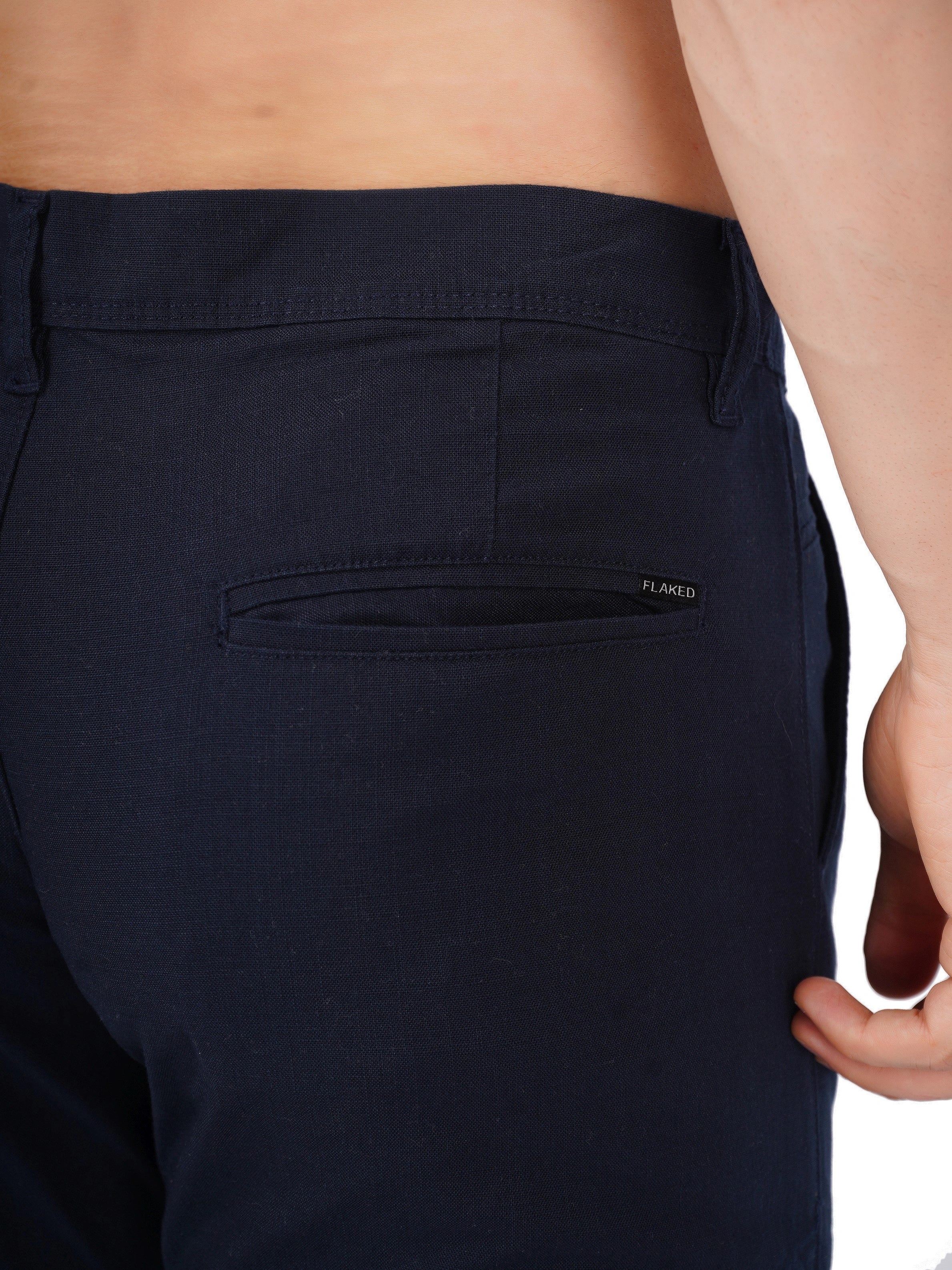 Linen Regular Fit Stretchable Trouser – Thunder Blue