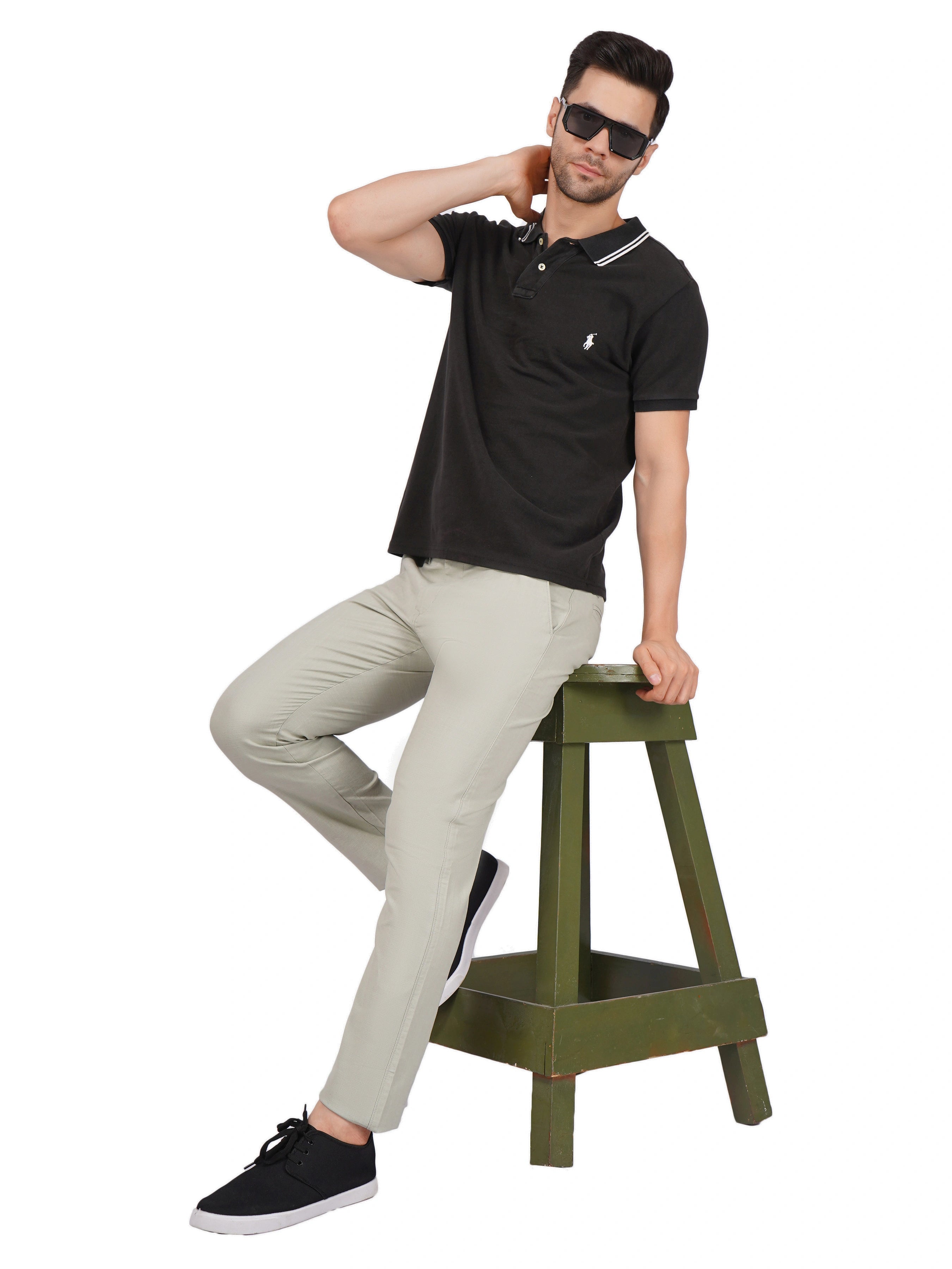 Linen Regular Fit Stretchable Trouser – Sage Green