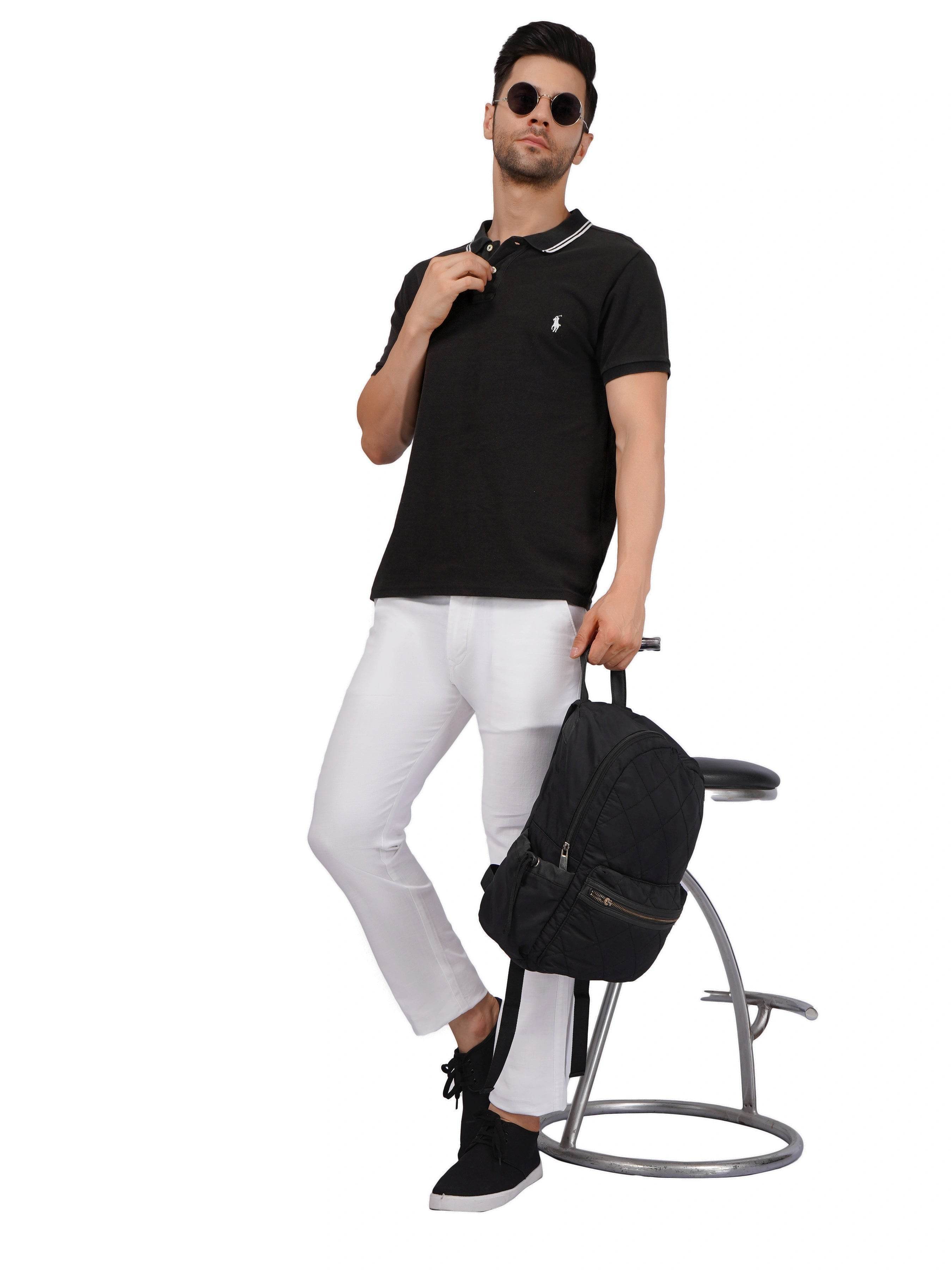 Linen Regular Fit Stretchable Trouser – White - Flaked