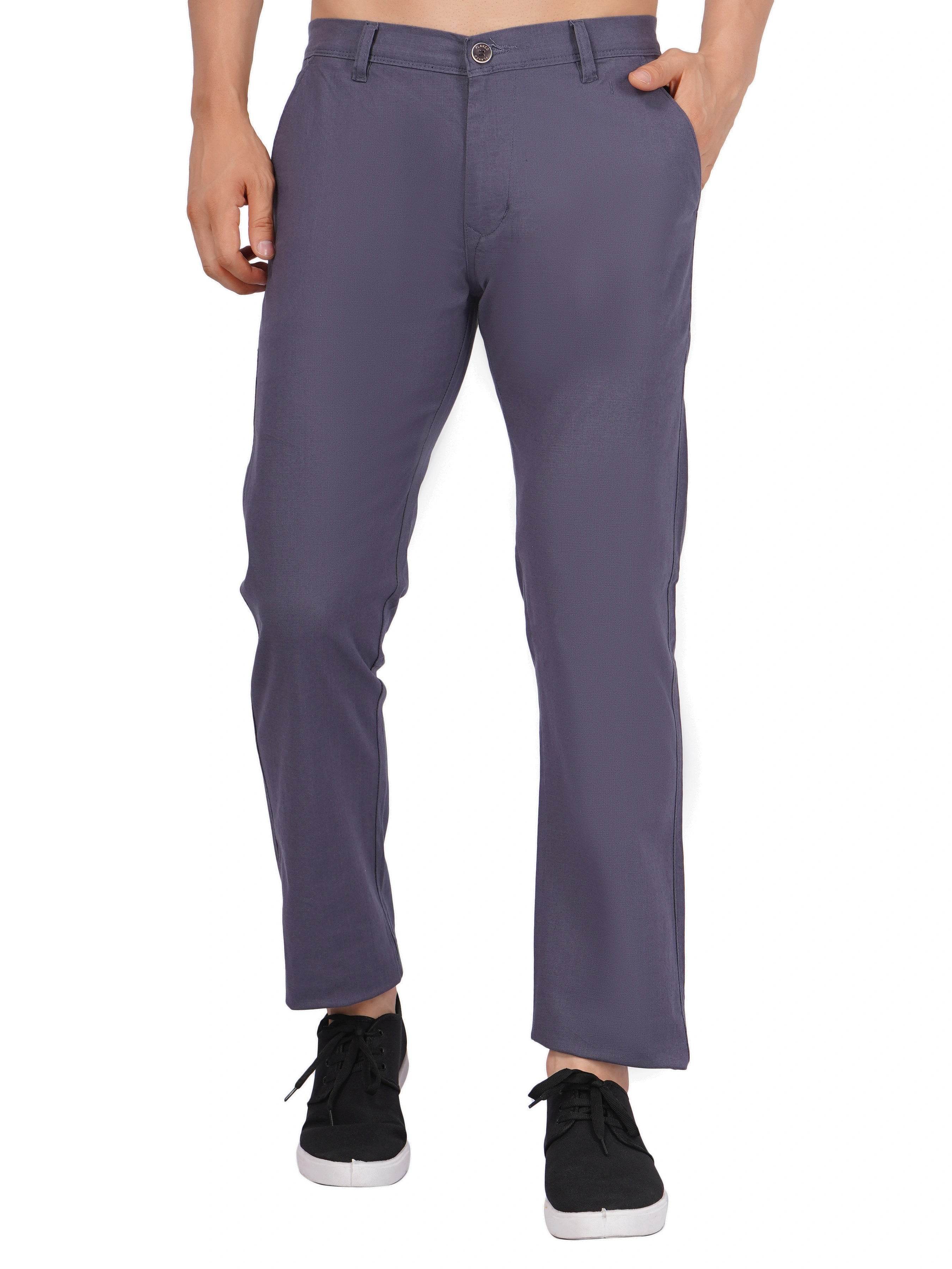 Linen Regular Fit Stretchable Trouser – Comet Grey - Flaked