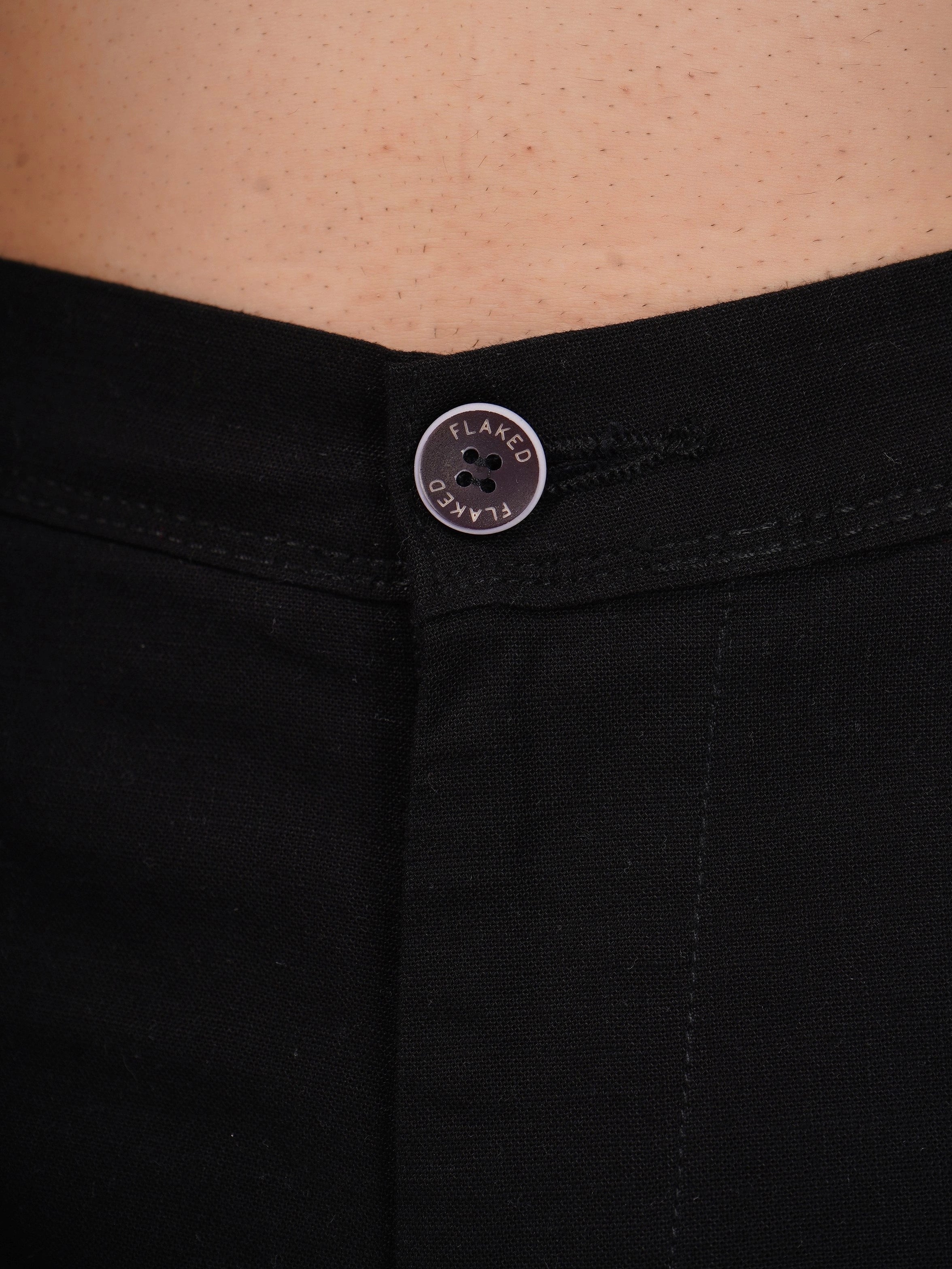 Linen Regular Fit Stretchable Trouser - Black