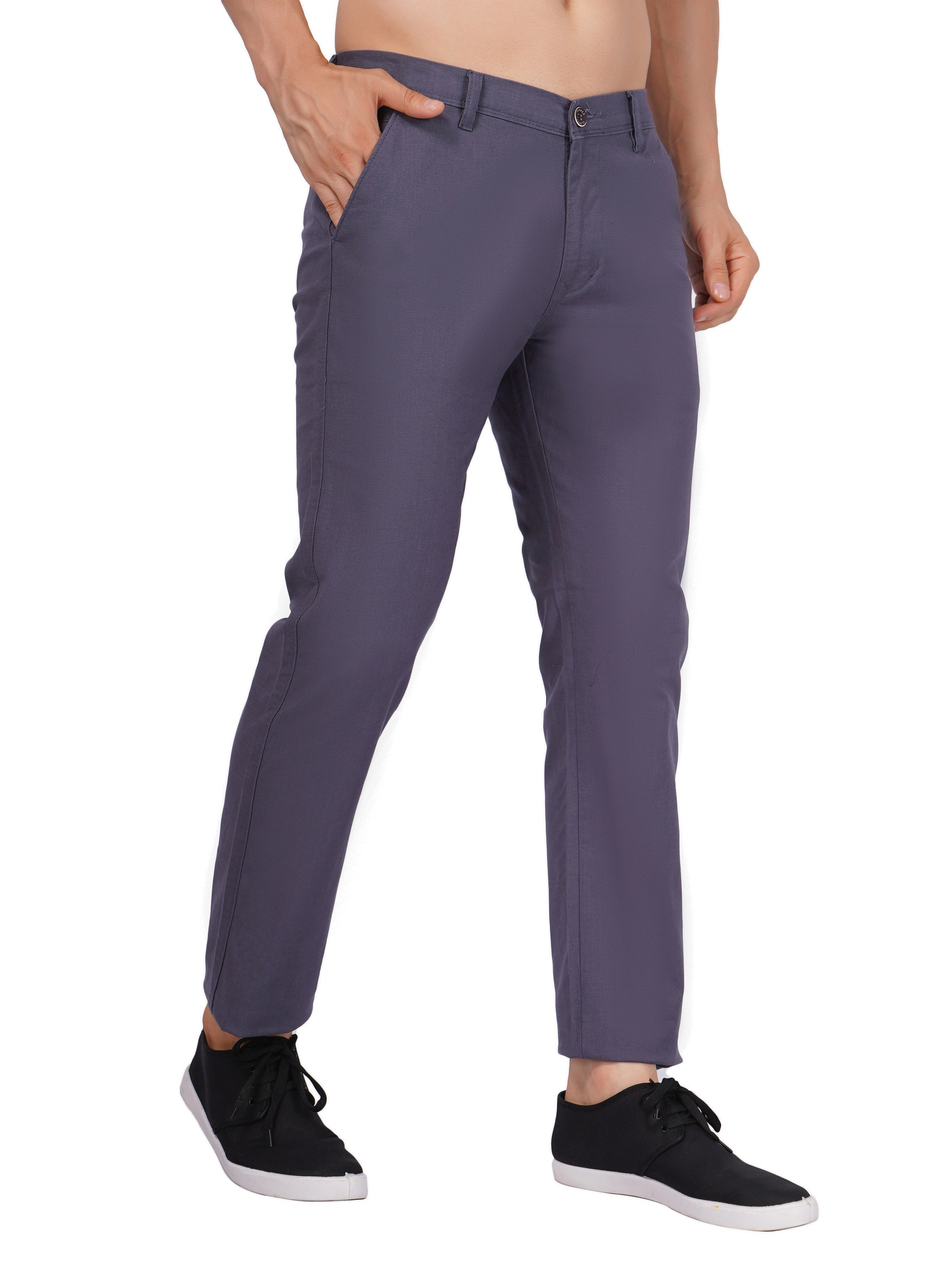 Linen Regular Fit Stretchable Trouser – Comet Grey