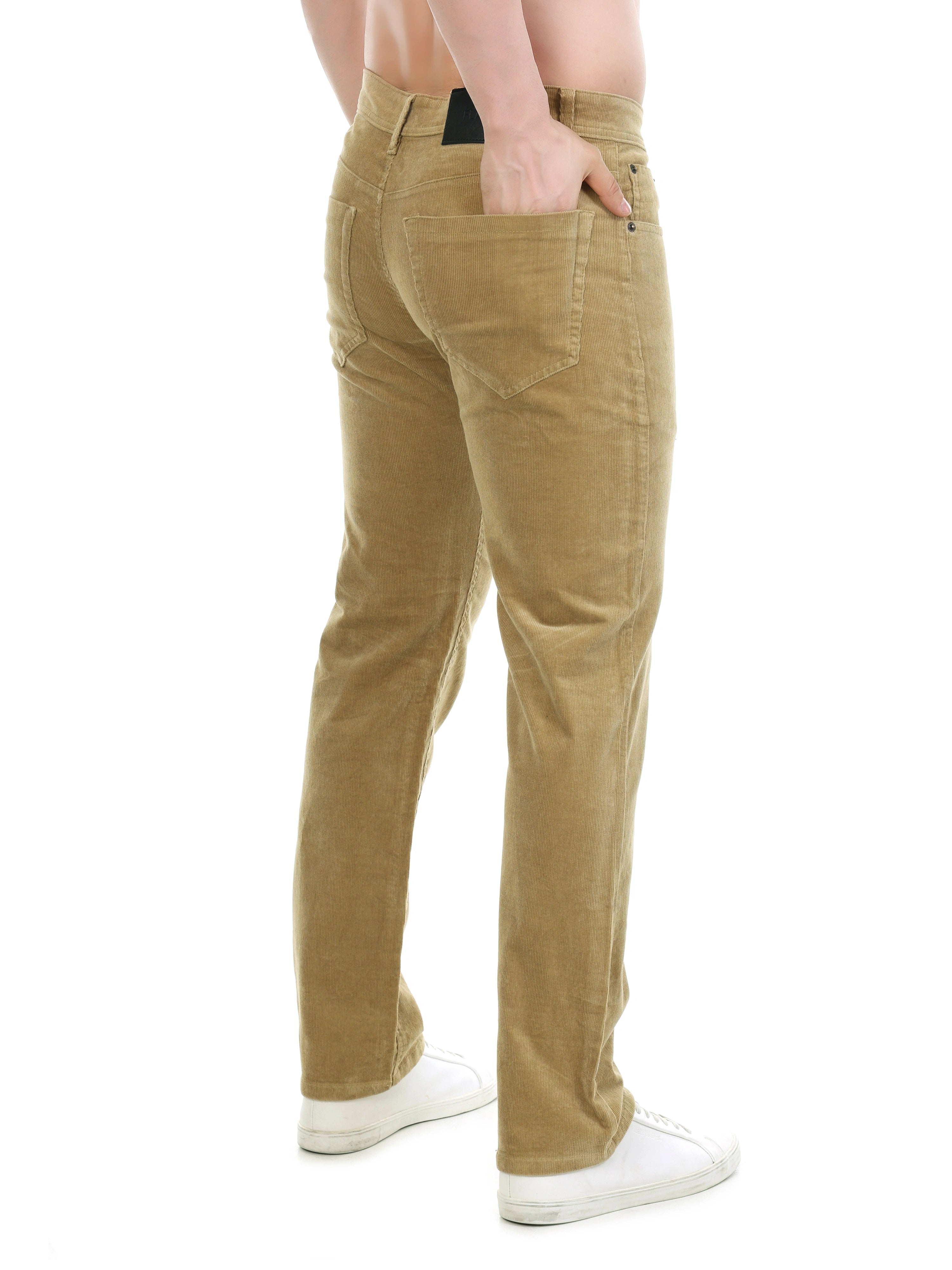 Corduroy Relaxed Fit Stretchable Jeans – Soft Khaki