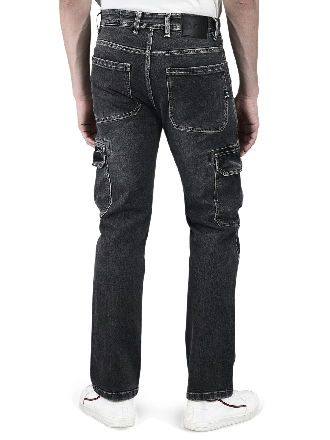 Flaked Denim Cargo Relaxed Fit Jeans