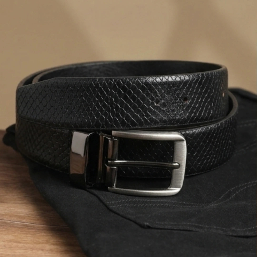 Flaked Leather Belt - Python Luxe