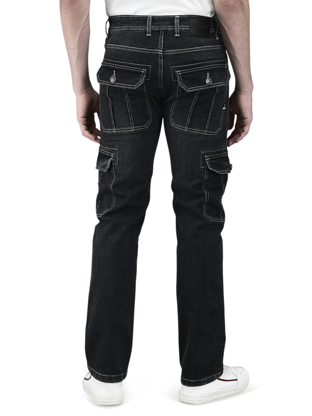 Flaked Denim Cargo Relaxed Fit Jeans