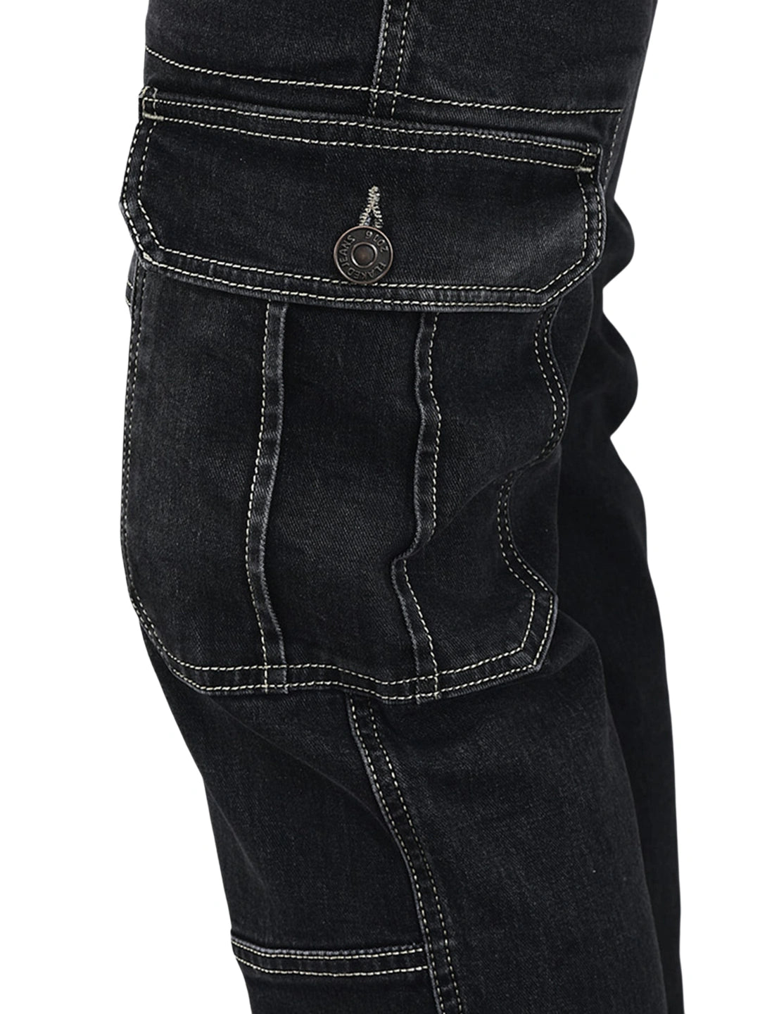 Flaked Denim Cargo Relaxed Fit Jeans