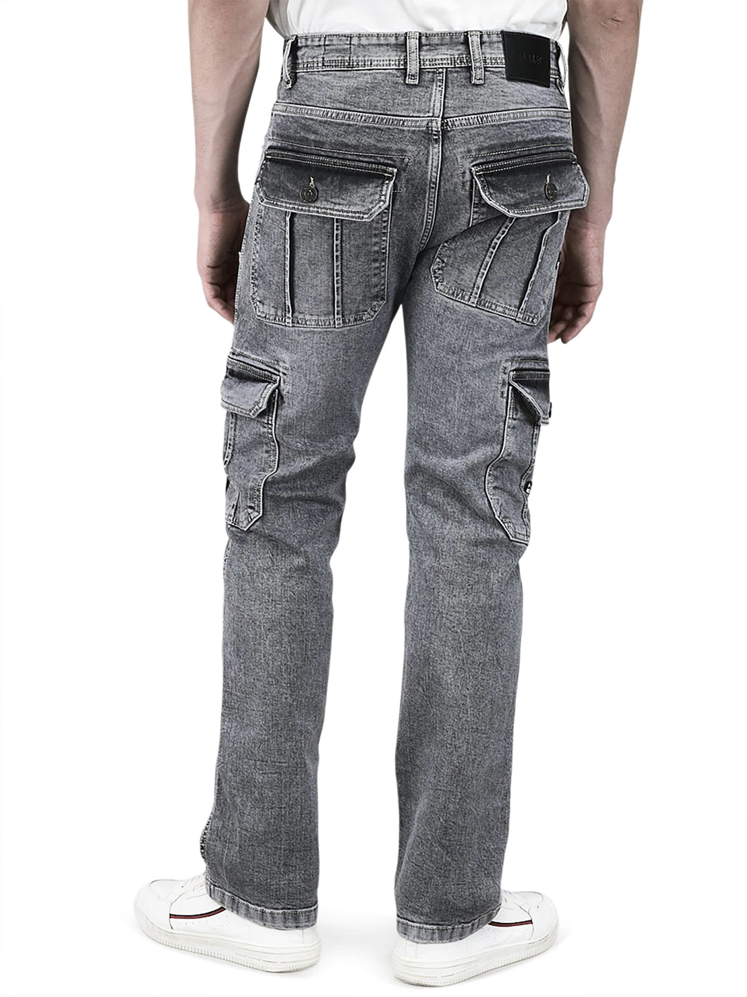 Flaked Denim Cargo Relaxed Fit Jeans