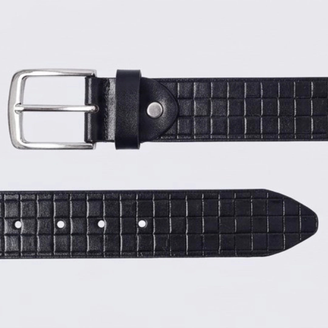Flaked Leather Belt Shadow Grid