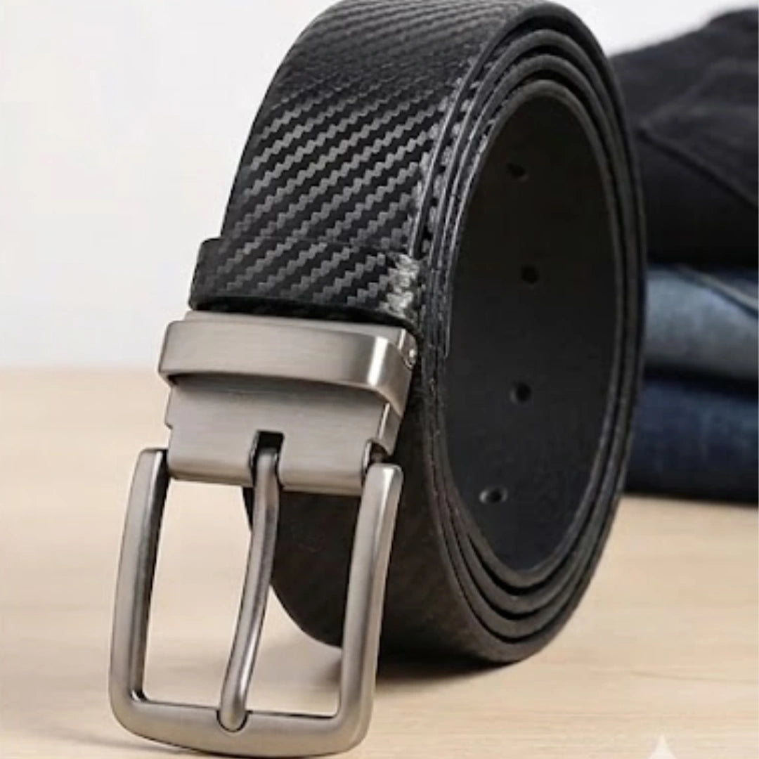 Flaked Leather Belt - Carbon Weave