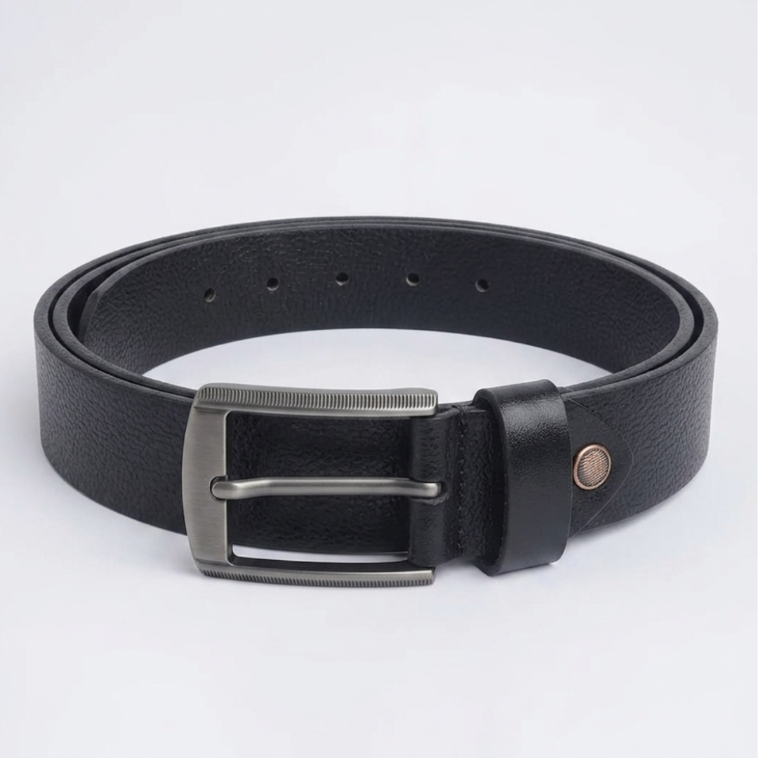 Flaked Leather Belt - Noir Classic