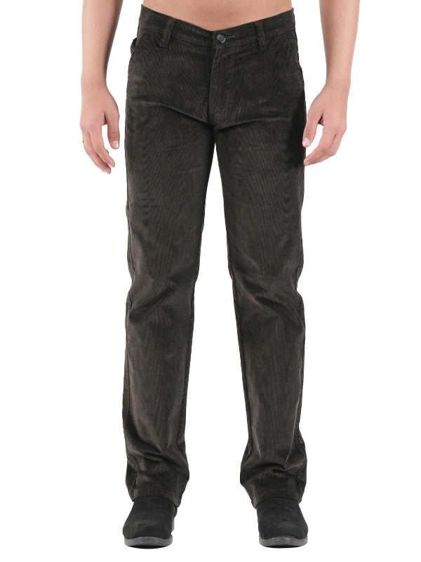 Flaked Corduroy Relaxed Fit Stretchable Trouser - Carbon Black