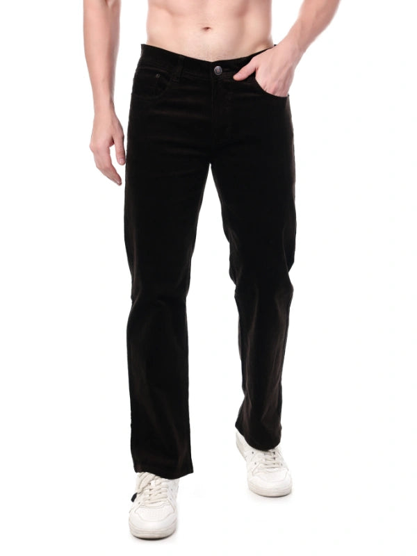 Corduroy Straight Fit  Stretchable Jeans–Bronze Tan