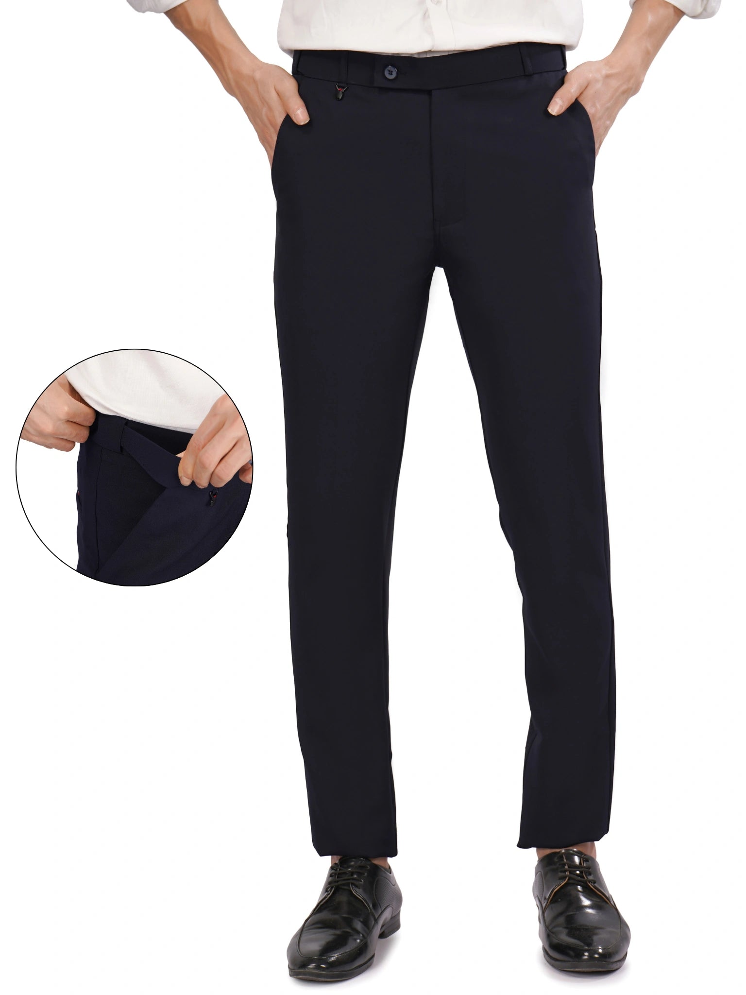 Flexi Belt Regular Fit Stretchable Formal Pant – Ocean Navy