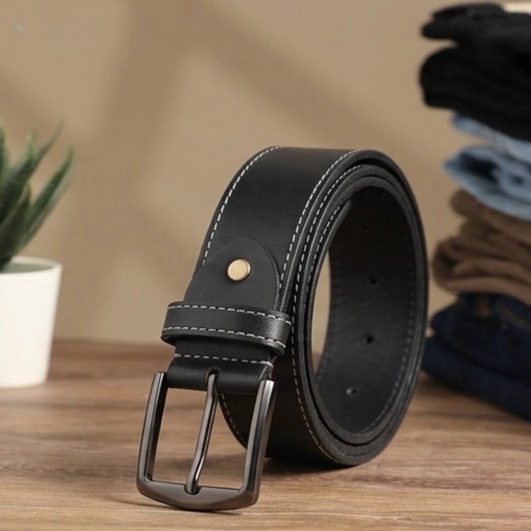 Flaked Leather belt - Royal Grain