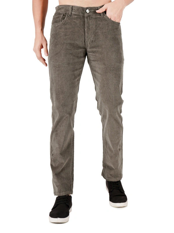 Corduroy Regular Fit Stretchable Jeans – Stone Grey