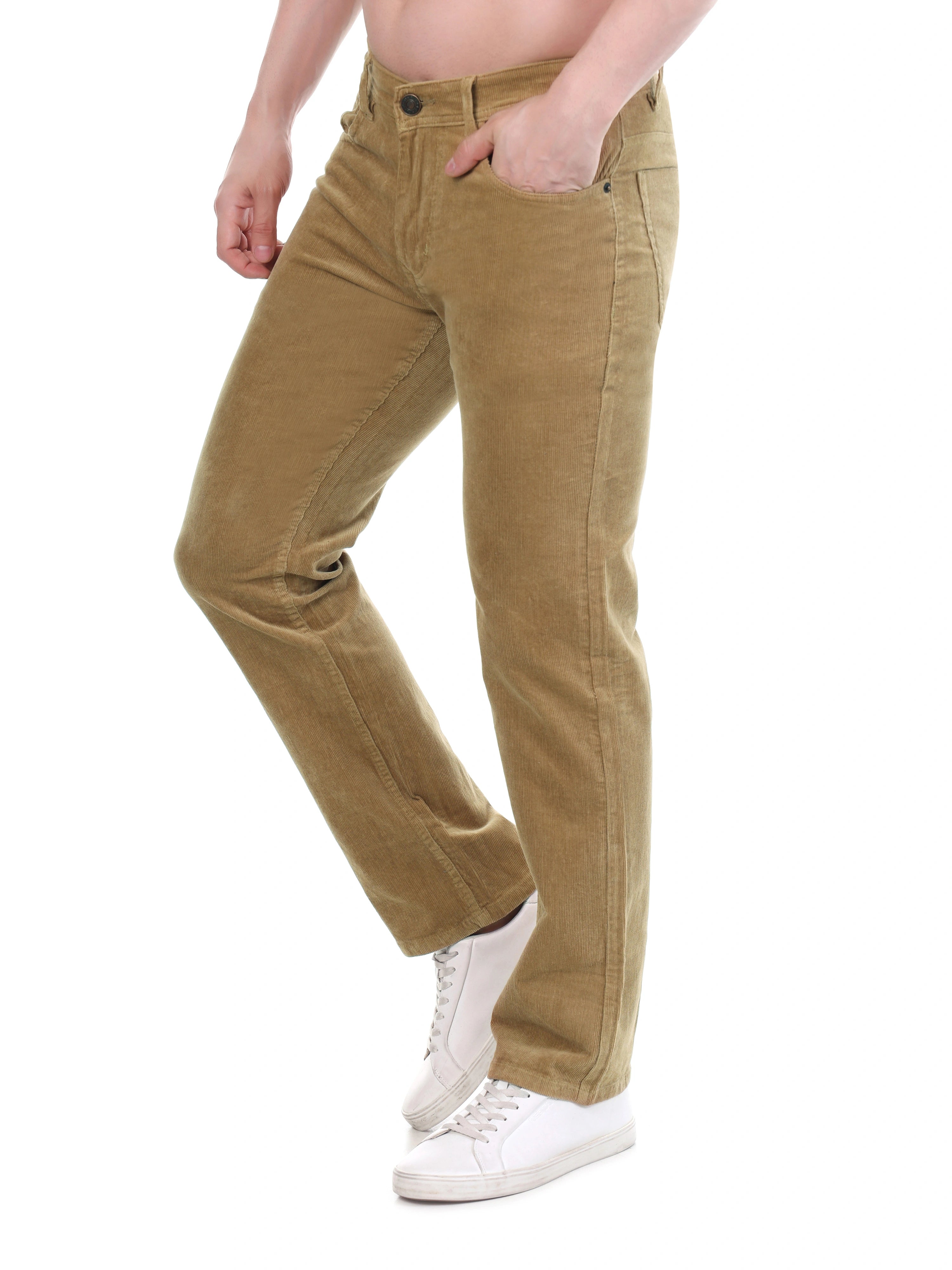 FLAKED Corduroy Relaxed Fit Stretchable Jeans – Caramel Tan