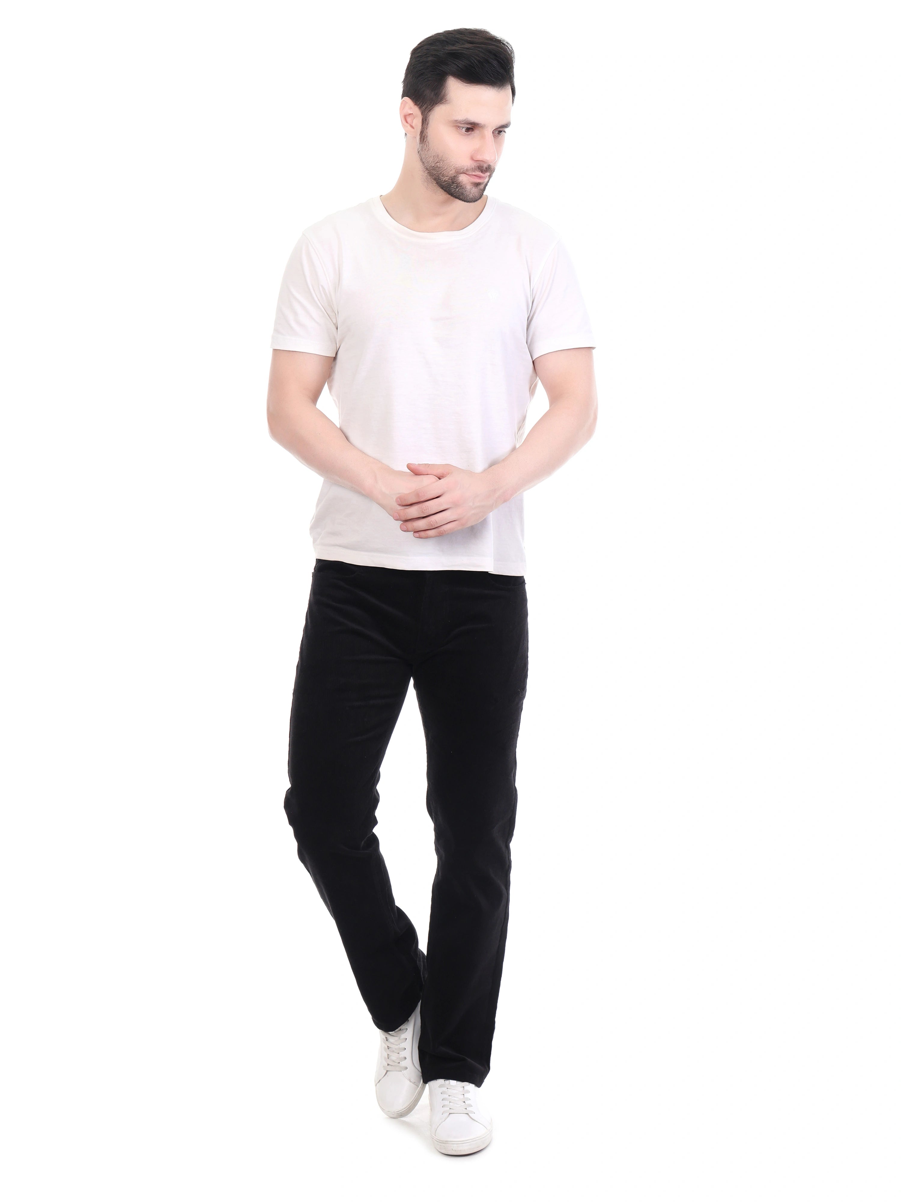 FLAKED Corduroy Relaxed Fit Stretchable Jeans – Carbon Black