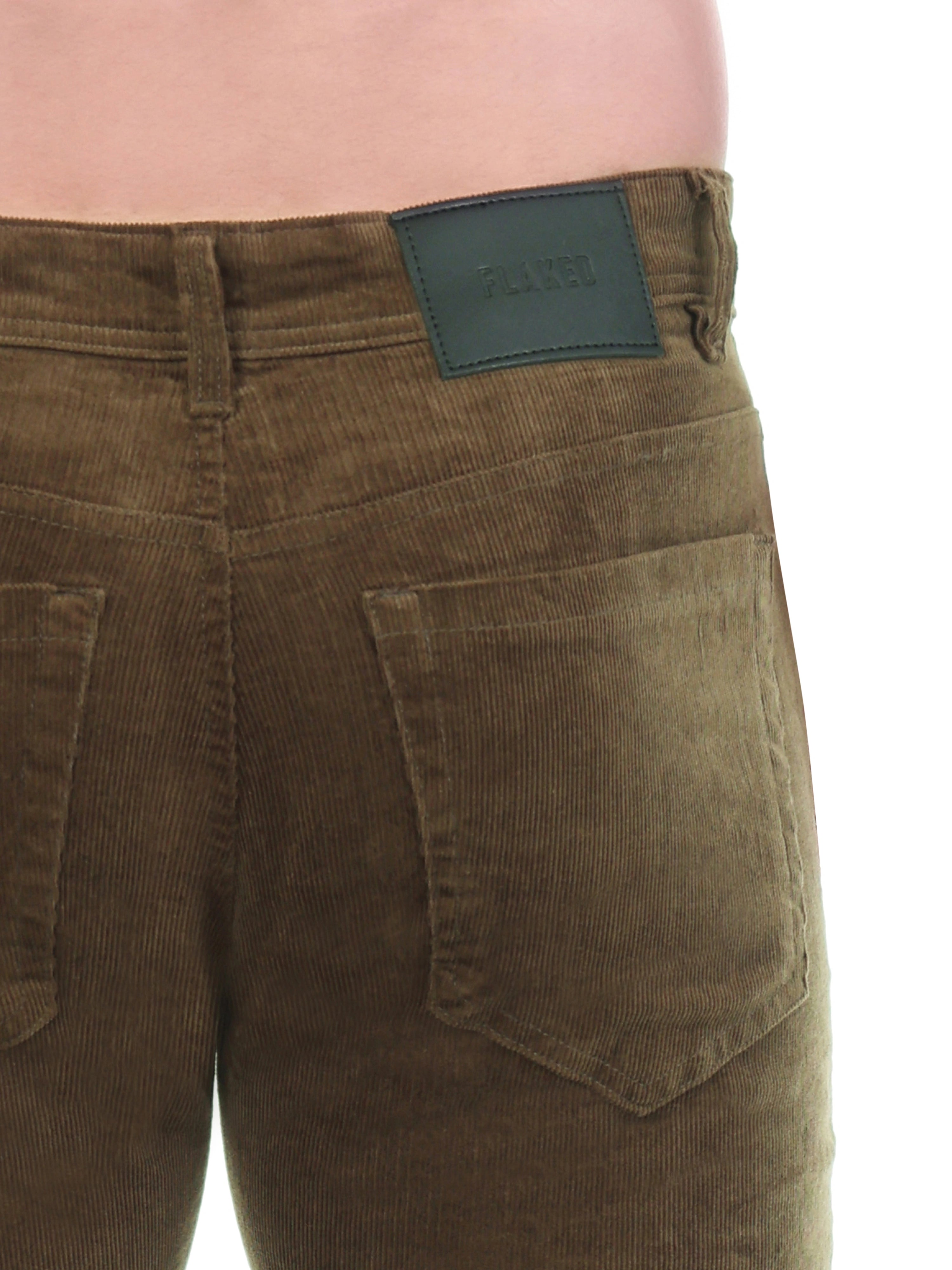 FLAKED Corduroy Regular Fit Stretchable Jeans – Earthwood Brown