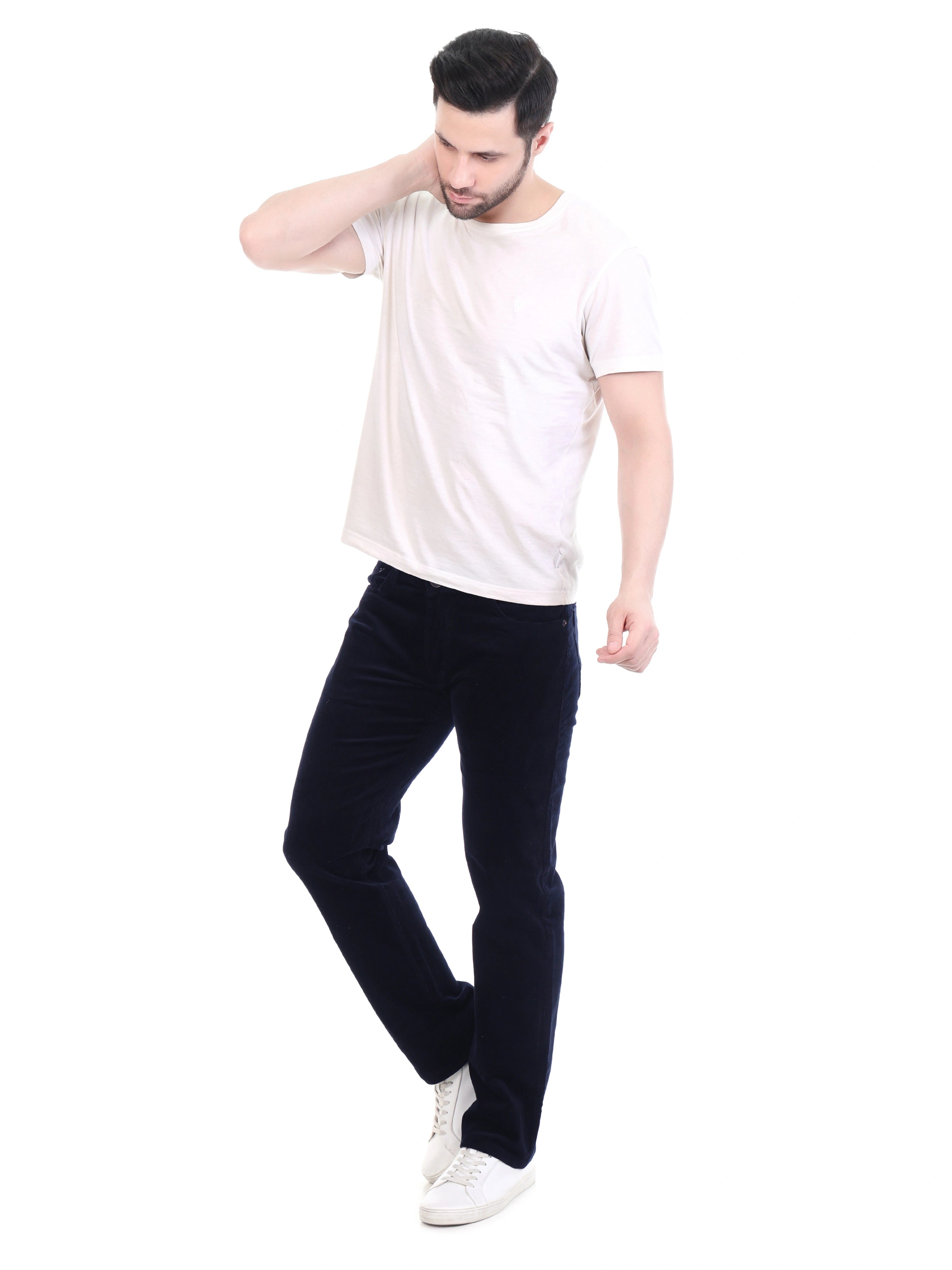 FLAKED Corduroy Relaxed Fit Stretchable Jeans – Midnight Navy