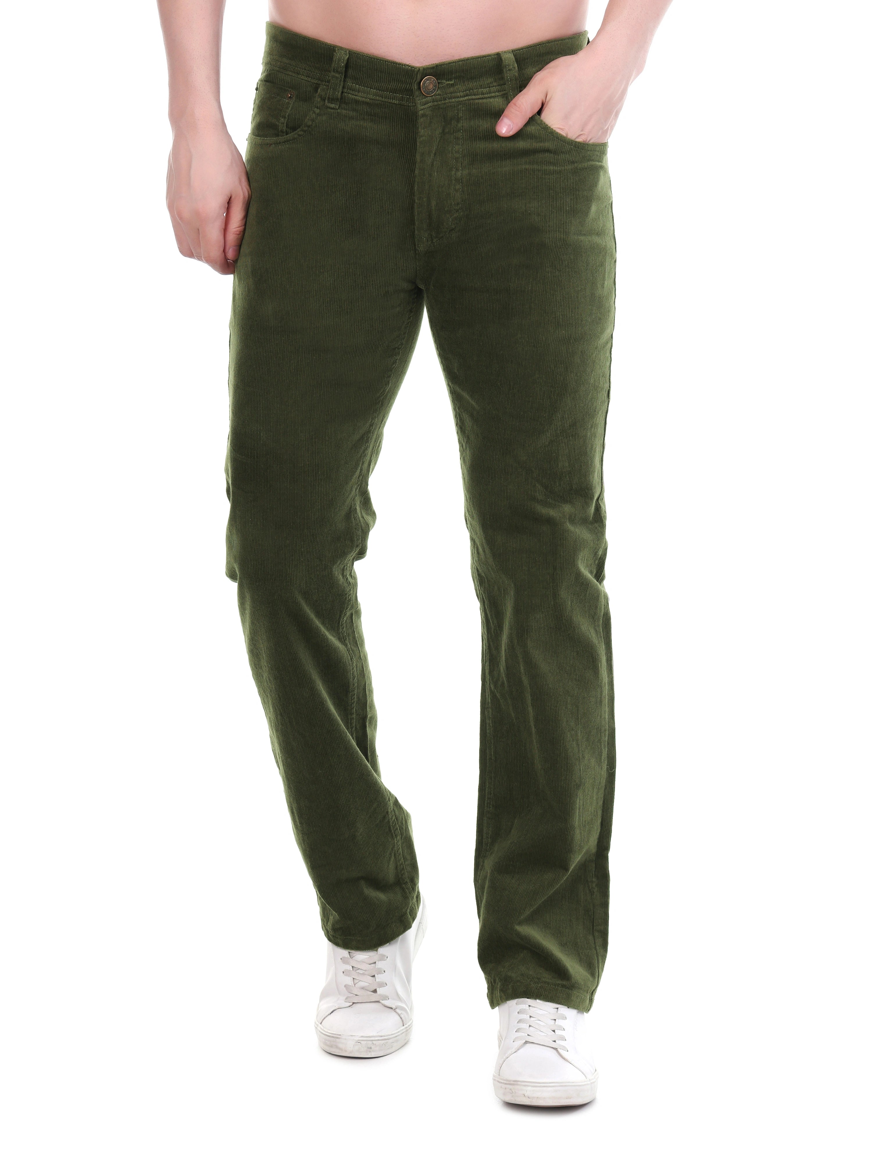 FLAKED Corduroy Relaxed Fit Stretchable Jeans – Olive Grove