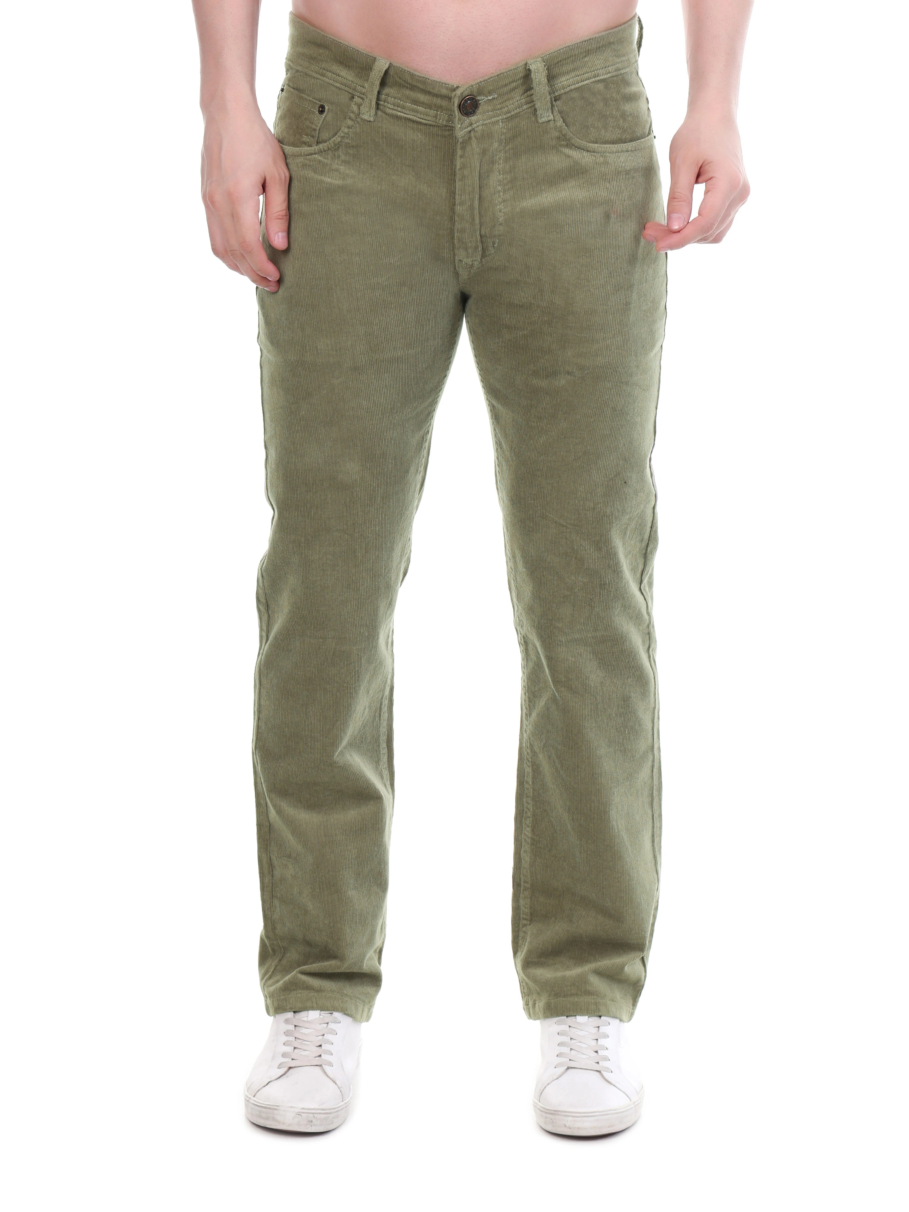 Corduroy Relaxed Fit Stretchable Jeans – Sage Green