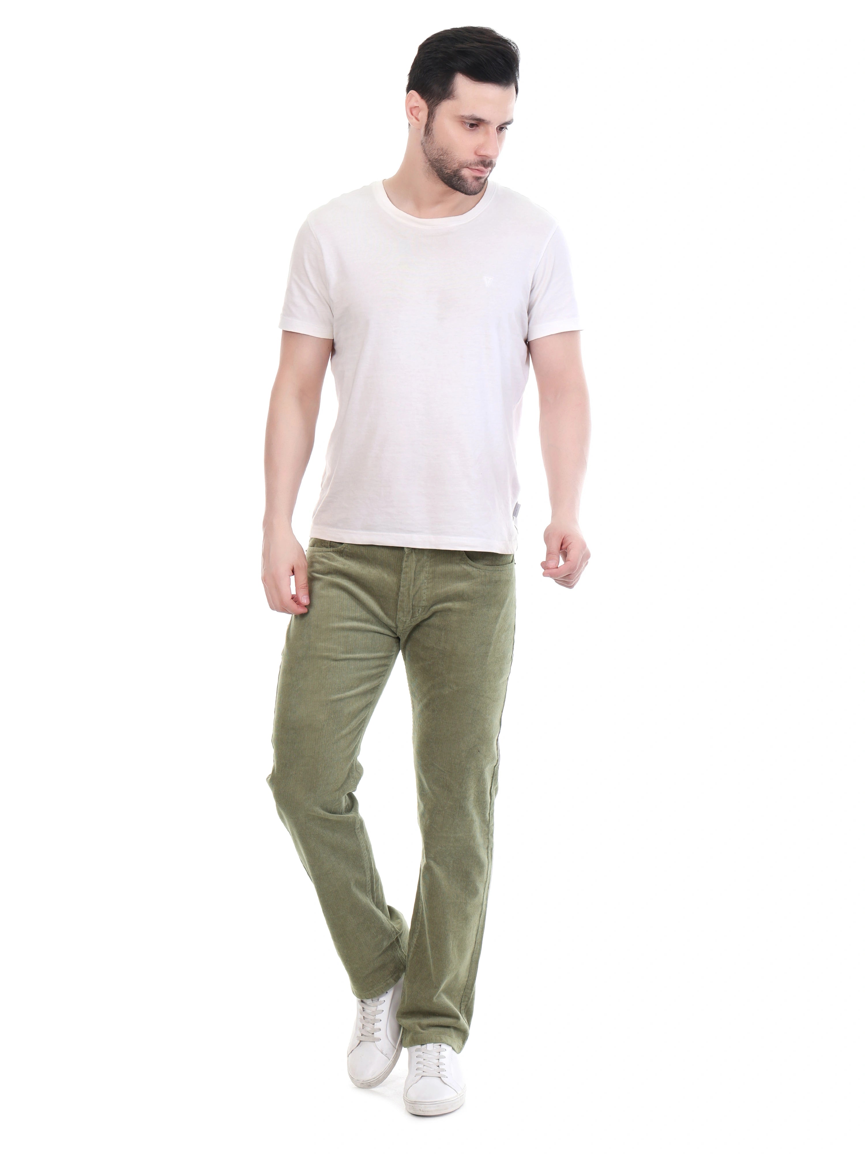 FLAKED Corduroy Relaxed Fit Stretchable Jeans – Sage Green