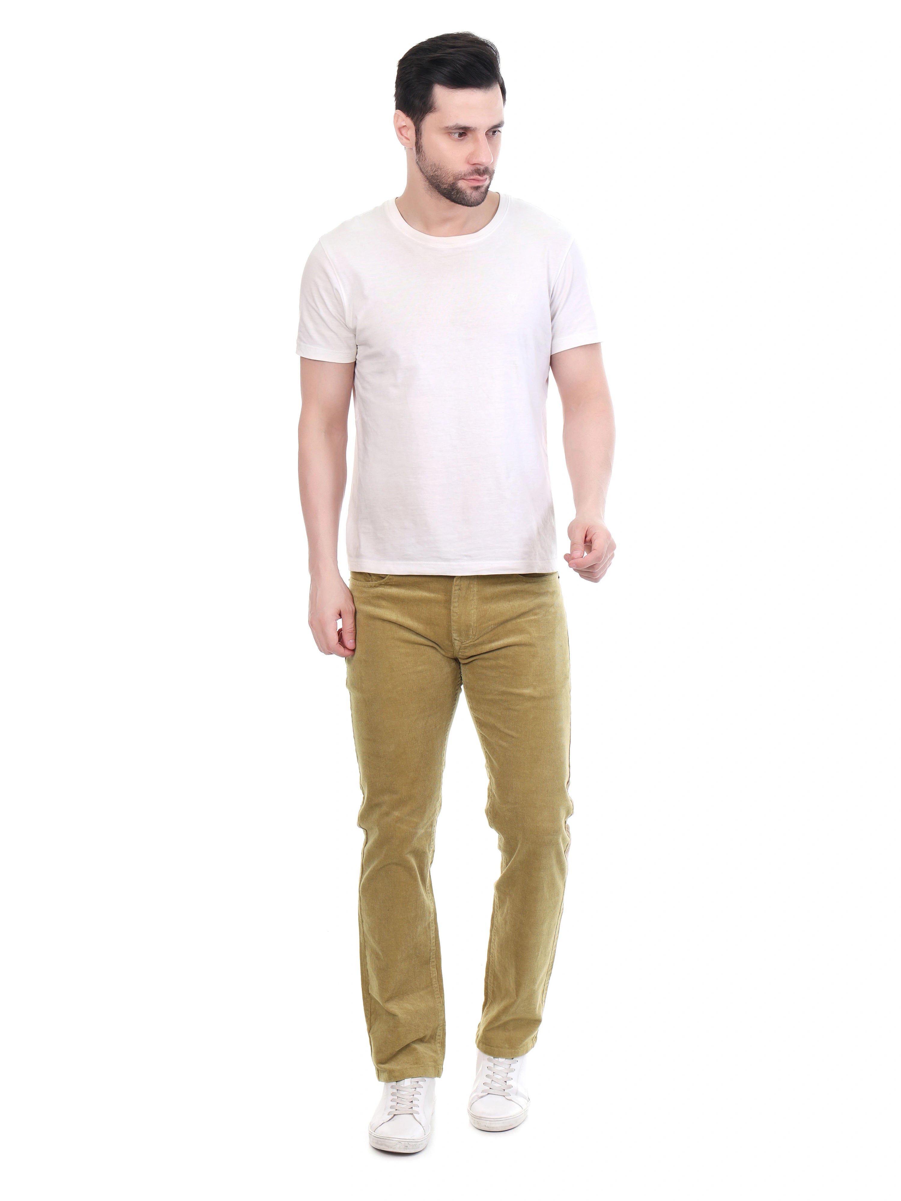 FLAKED Corduroy Relaxed Fit Stretchable Jeans – Soft Khaki