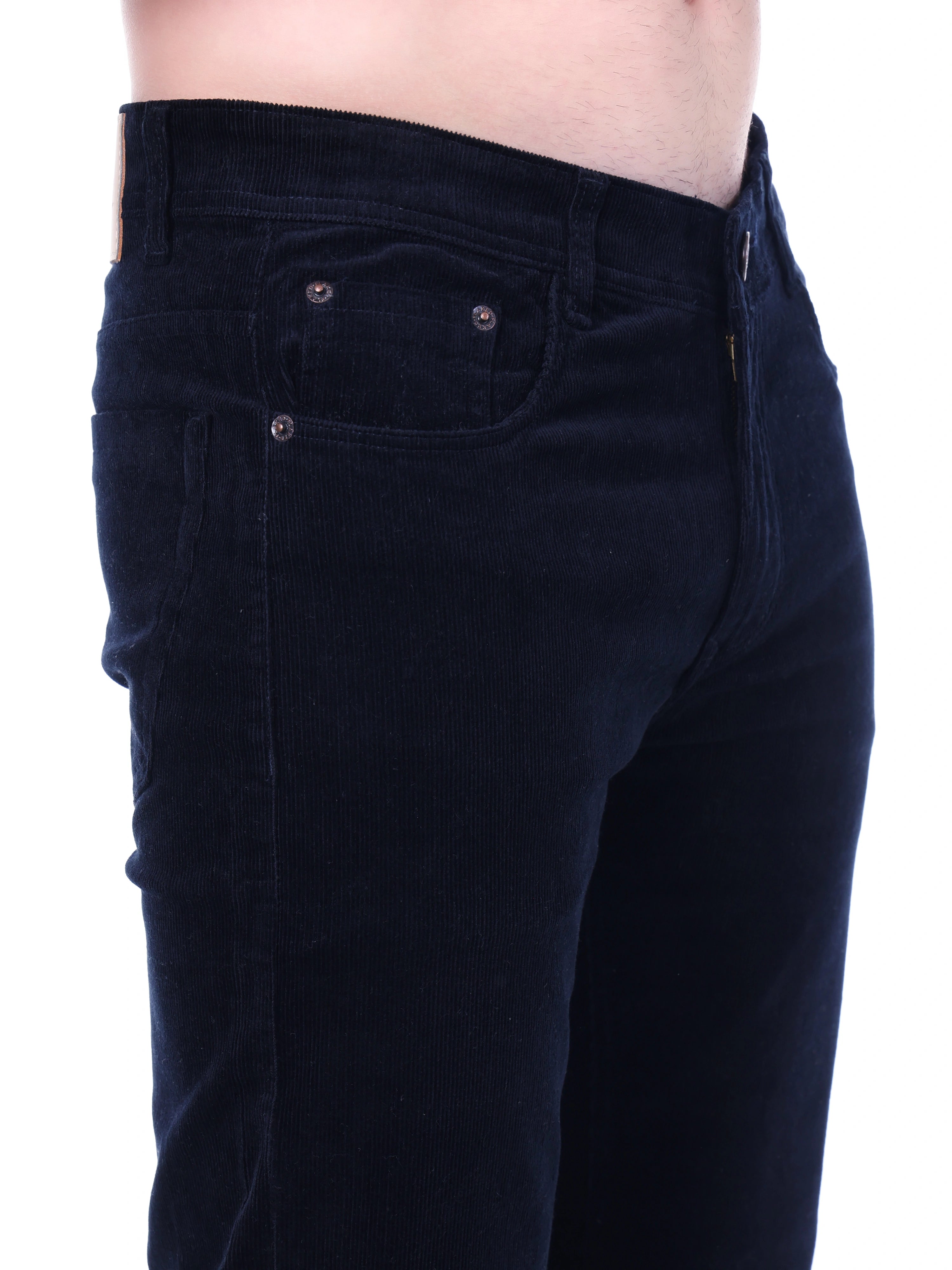 FLAKED Corduroy Straight Fit  Stretchable Jeans - Midnight Navy
